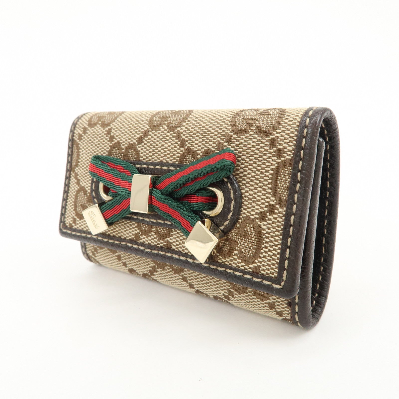 GUCCI Princy Sherry GG Canvas Leather 6 Rings Key Case Brown 162770
