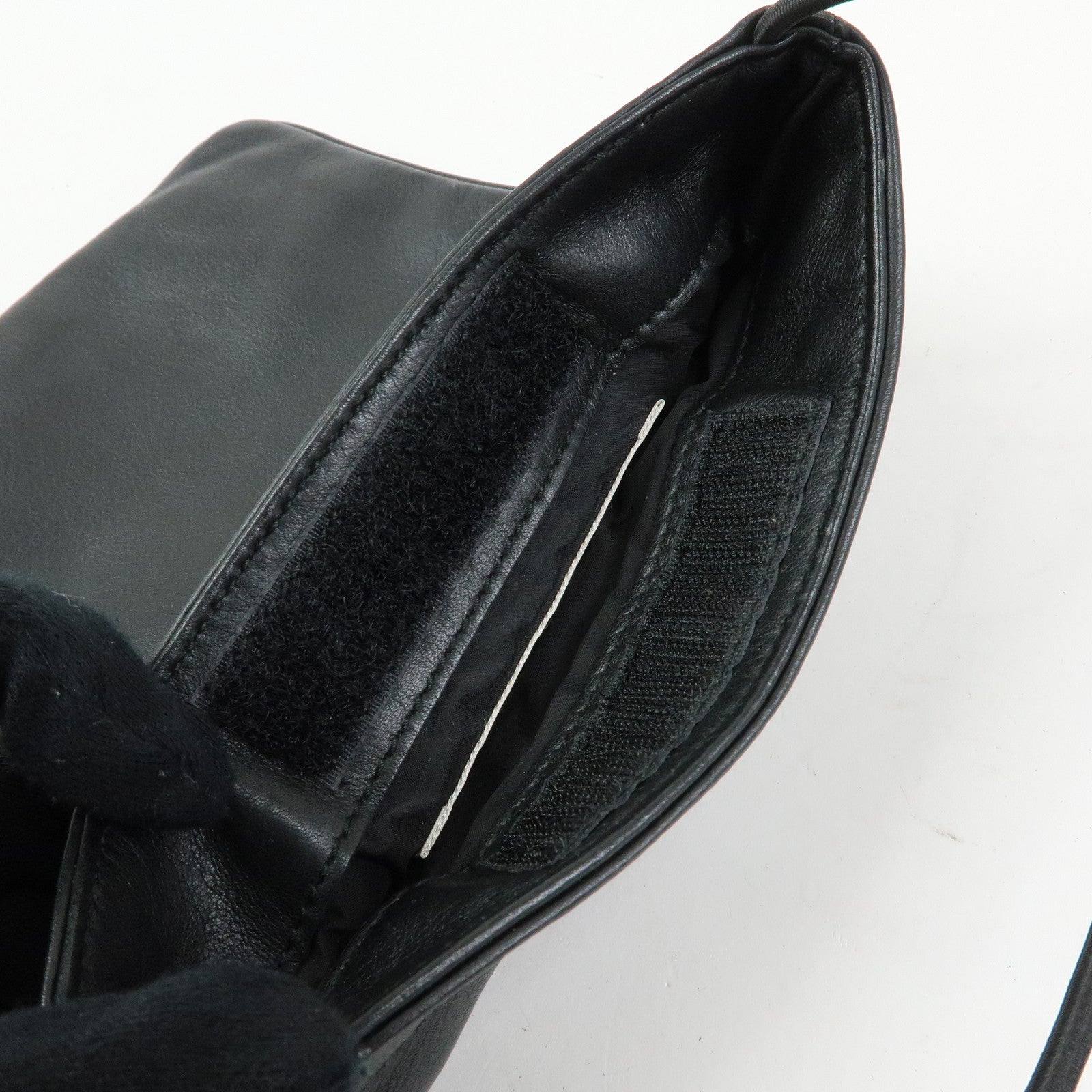 MIU MIU Logo Leather Shoulder Bag Crossbody Bag Flat Pouch Black