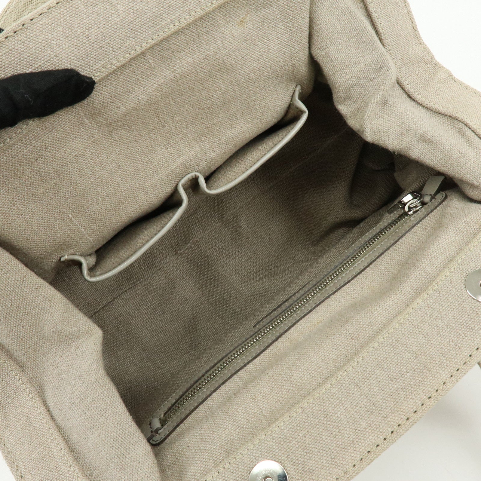 PRADA Denim Boston Bag Hand Bag Natural BN1886