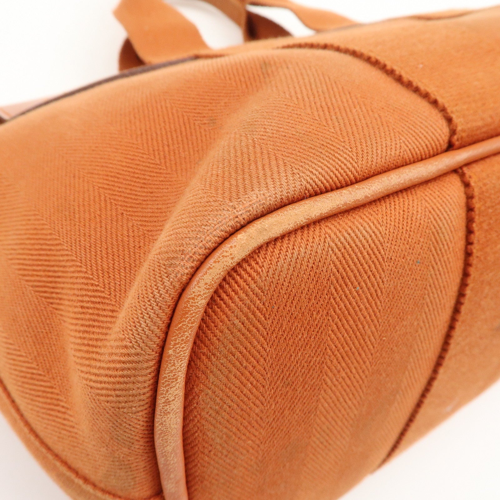 HERMES Valparaiso PM Toile Ash Leather Tote Bag Orange