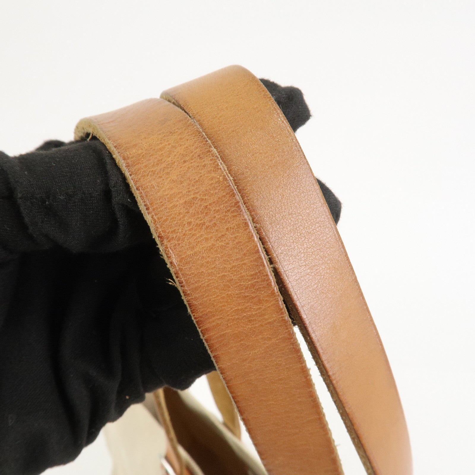 HERMES Etriviere Elan Toile H Leather Tote Bag Natural Brown