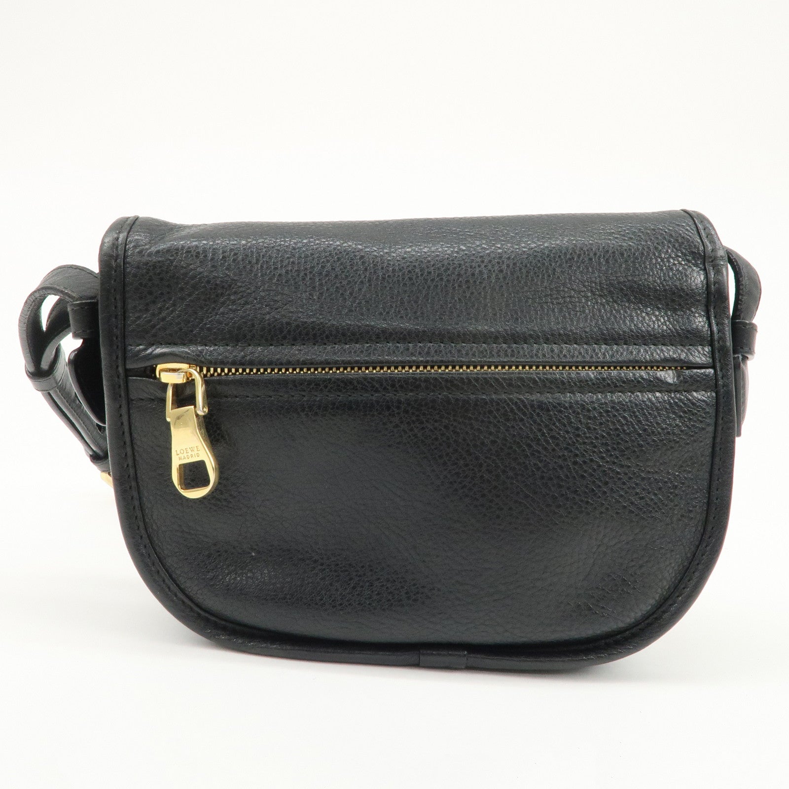 LOEWE Heritage Leather Shoulder Bag Crossbody Bag Black Used