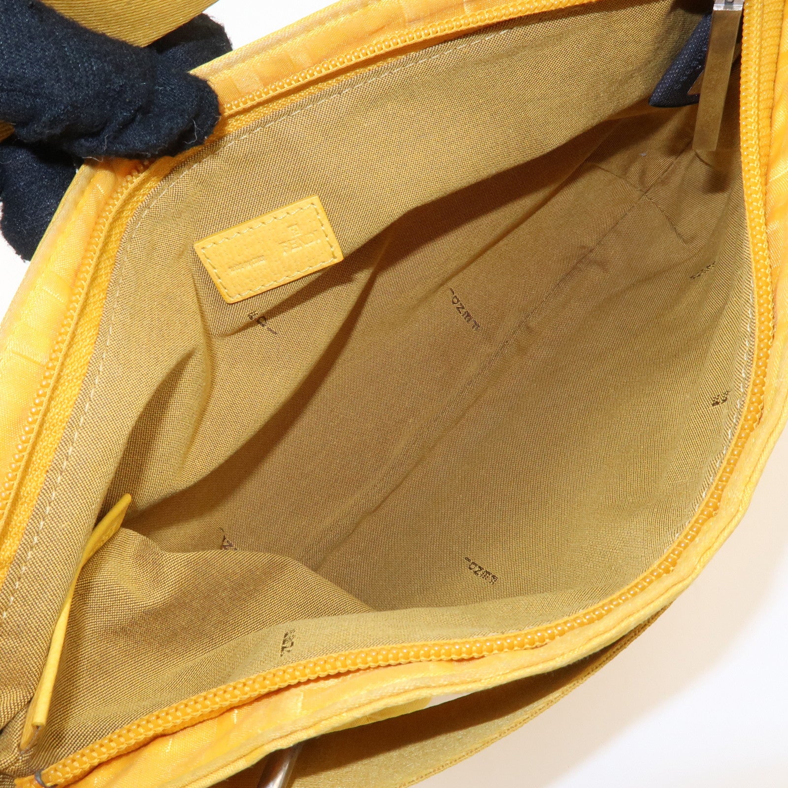 FENDI Nylon Leather Shoulder Bag Hand Bag Yellow 8BR500 Used