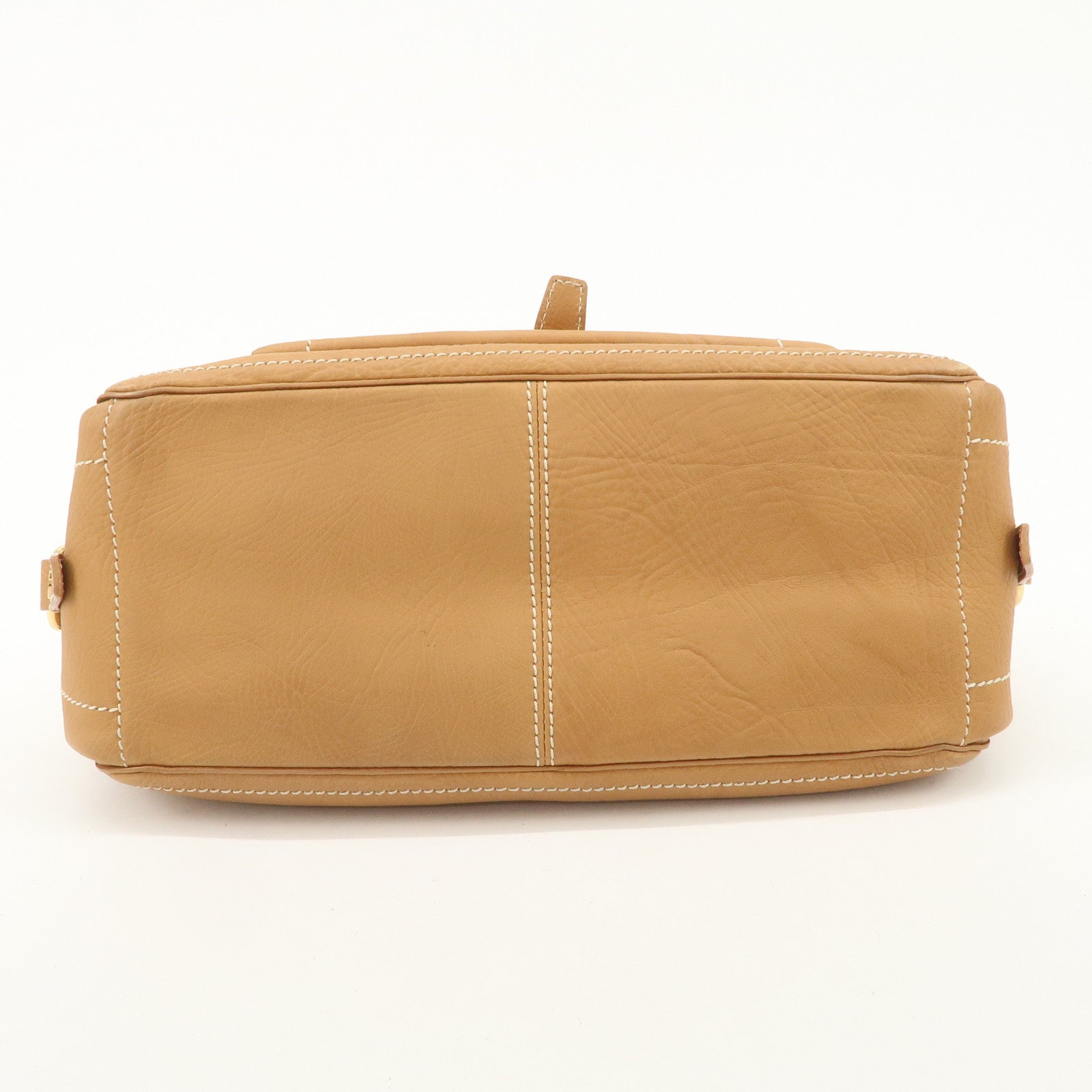 CELINE Leather Boogie Bag Hand Bag Tote Bag Camel