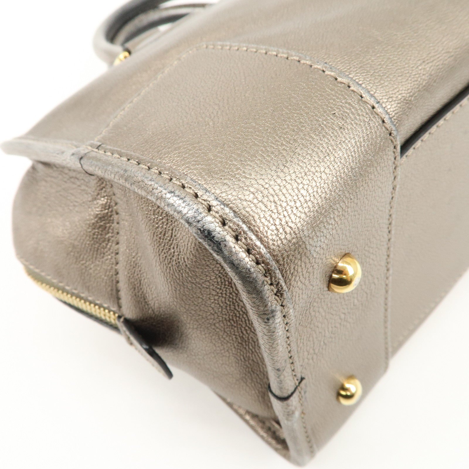 LOEWE Anagram Leather Amazona 28 Hand Bag Champagne gold Used