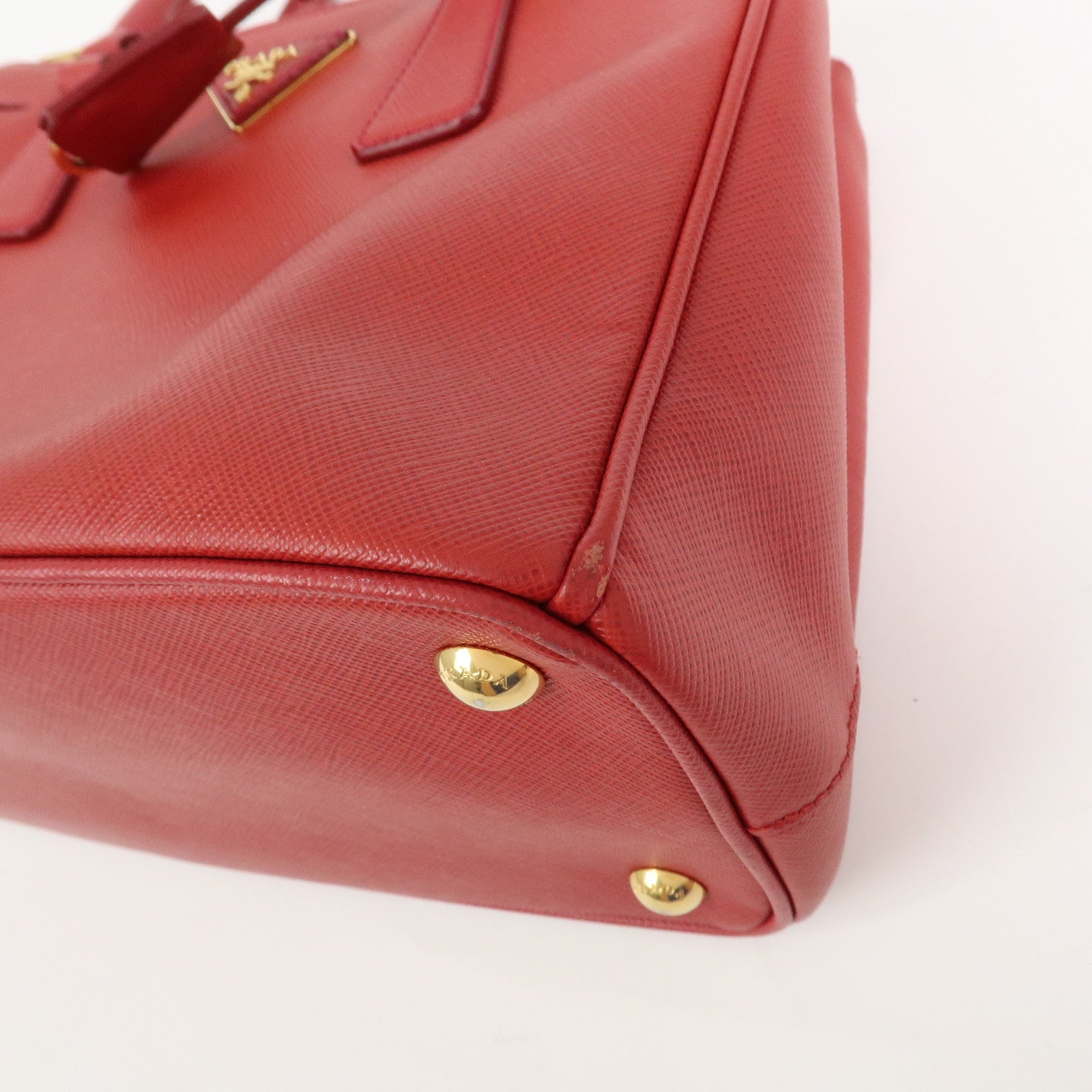 PRADA Triangle Logo Saffiano Leather Galleria 2WAY Bag Red BN1874