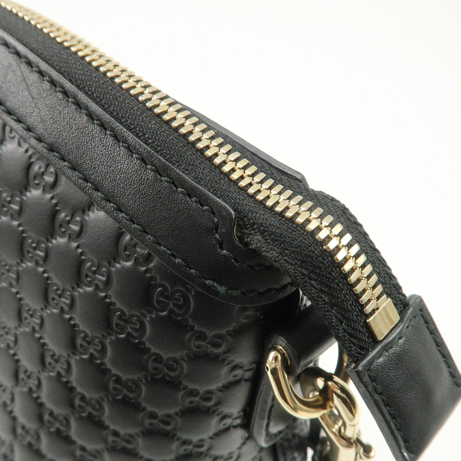 GUCCI Micro Guccissima Leather 2Way Bag Shoulder Bag Black 449658 Used