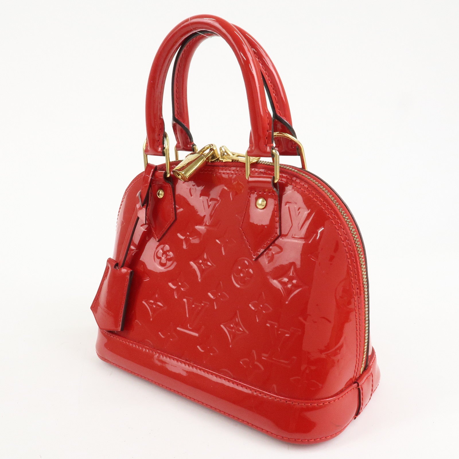 Louis Vuitton Monogram Vernis Alma BB 2Way Hand Bag Cerise M90174 Used