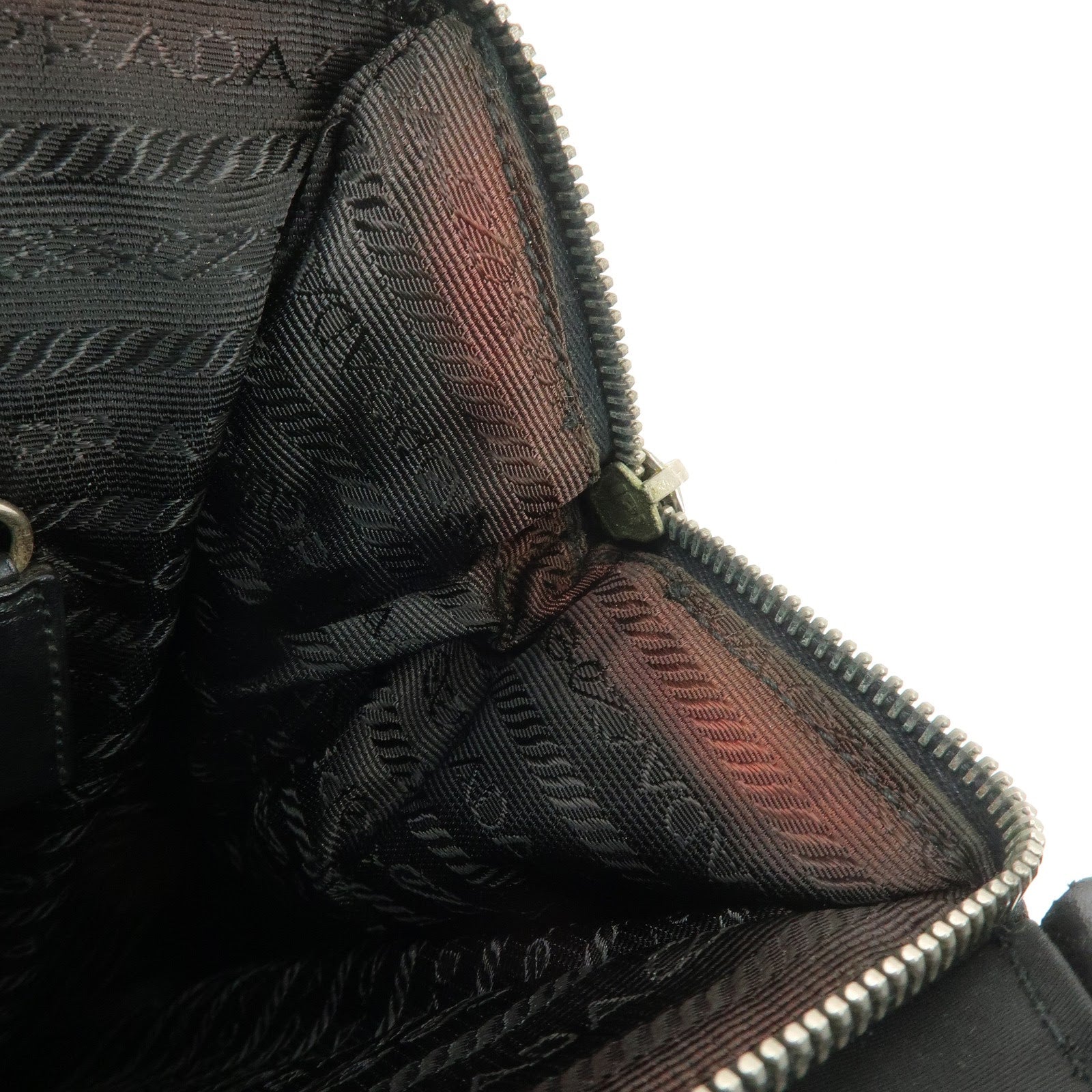 PRADA Triangle Logo Nylon Leather Shoulder Bag Hand Bag Black