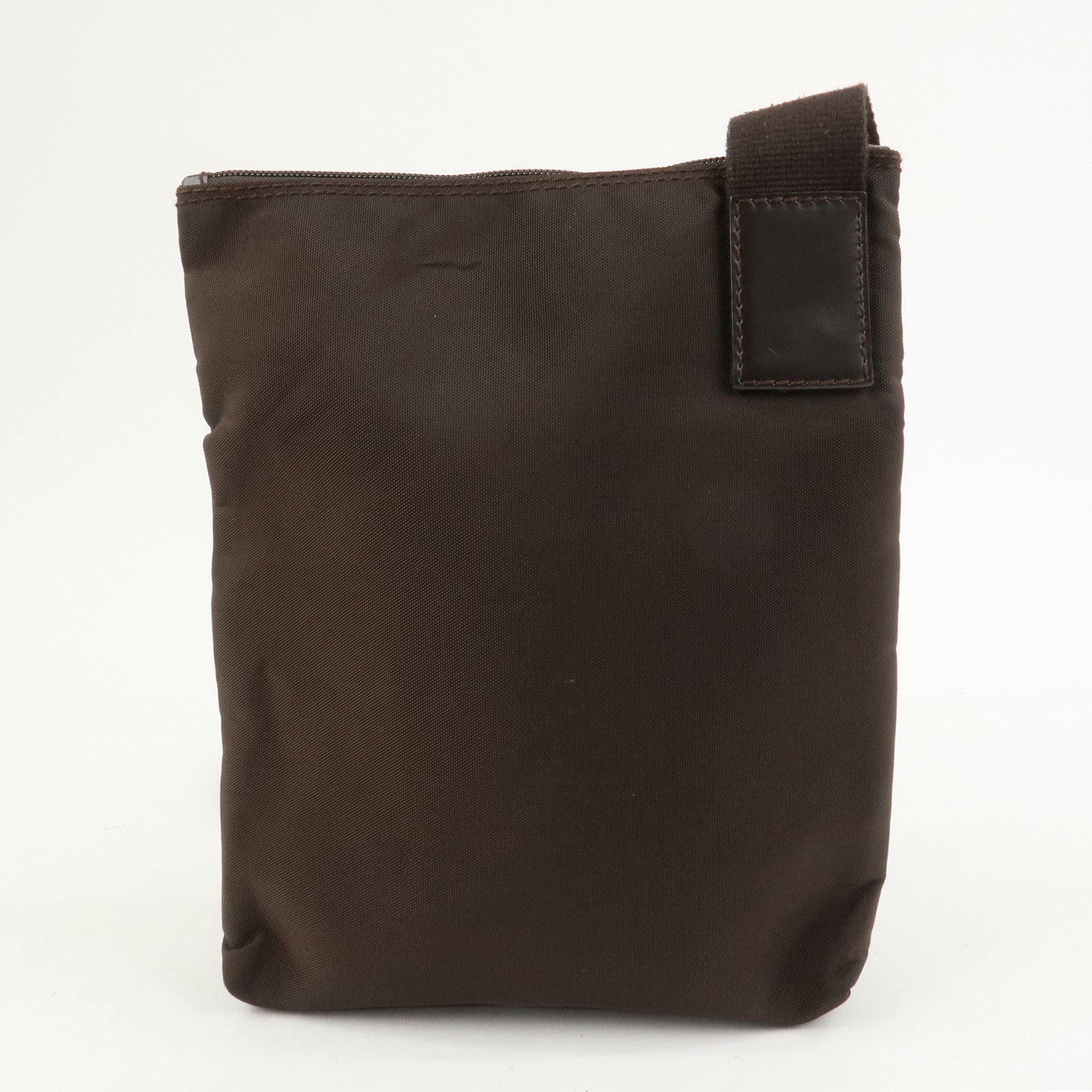 Ferragamo Nylon Leather Shoulder Bag Crossbody Bag Brown Silvern