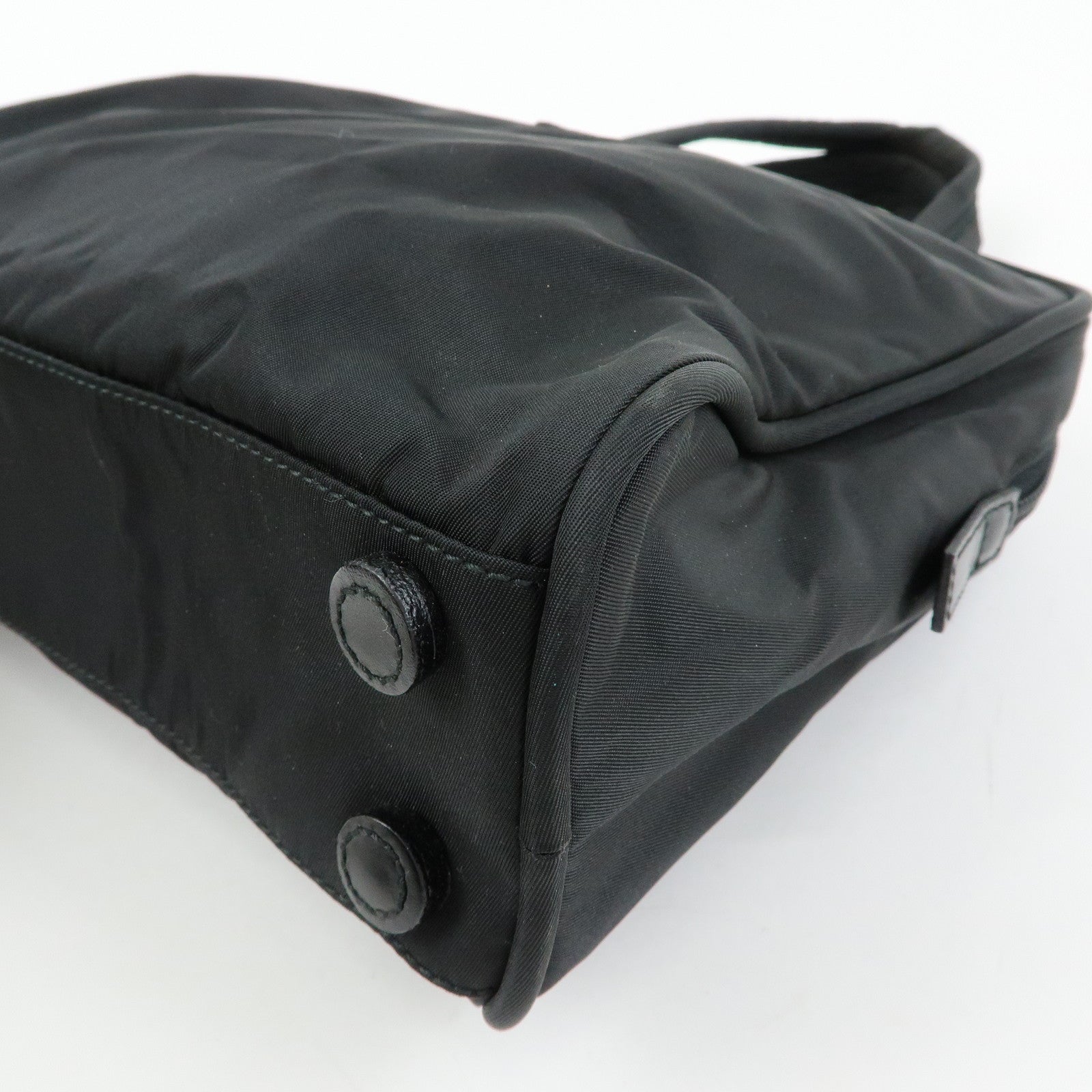 PRADA Triangle Logo Nylon Hand Bag Mini Tote Bag Black B8495