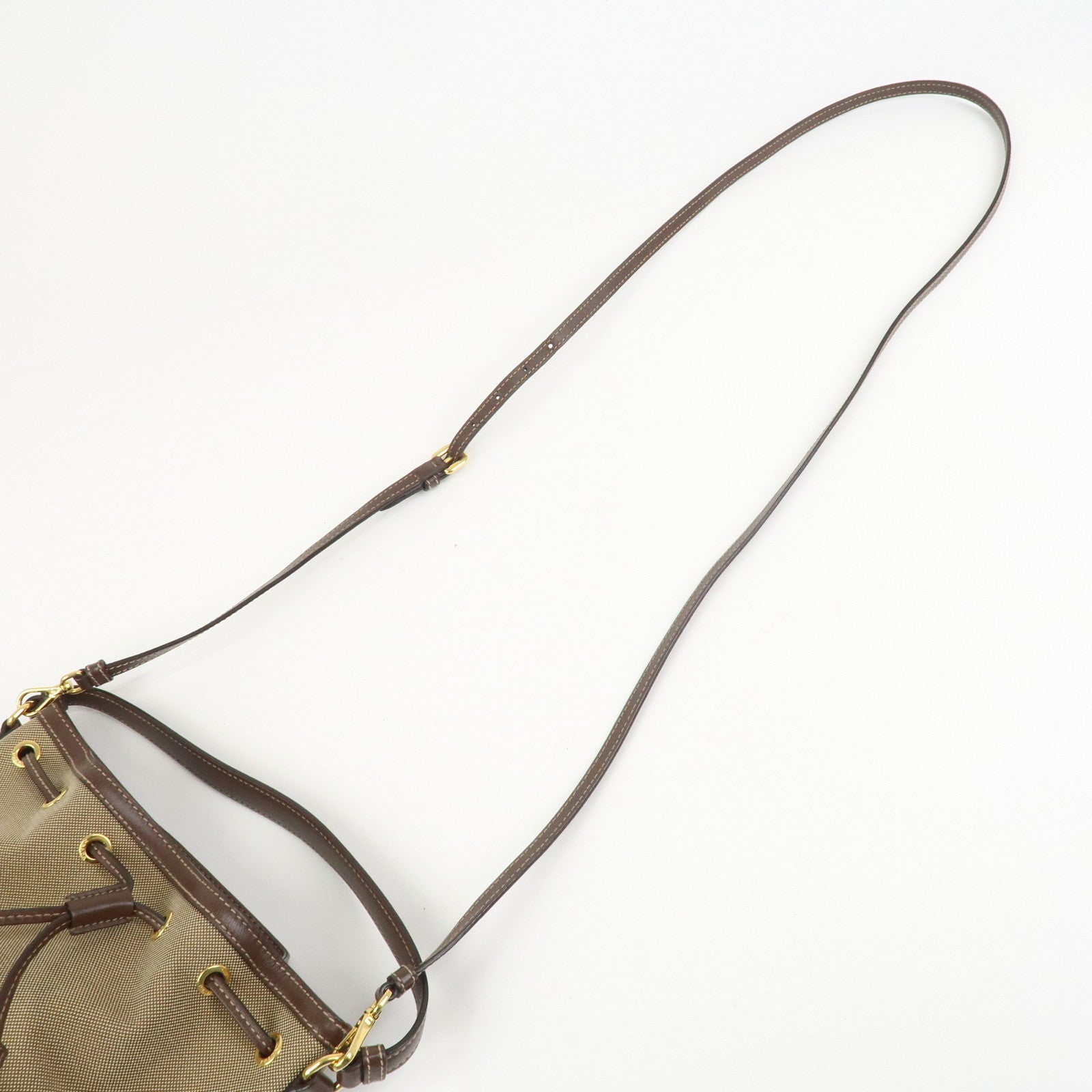 PRADA Jacquard Leather 2Way Bag Drawstring Hand Shoulder Bag 1BH038