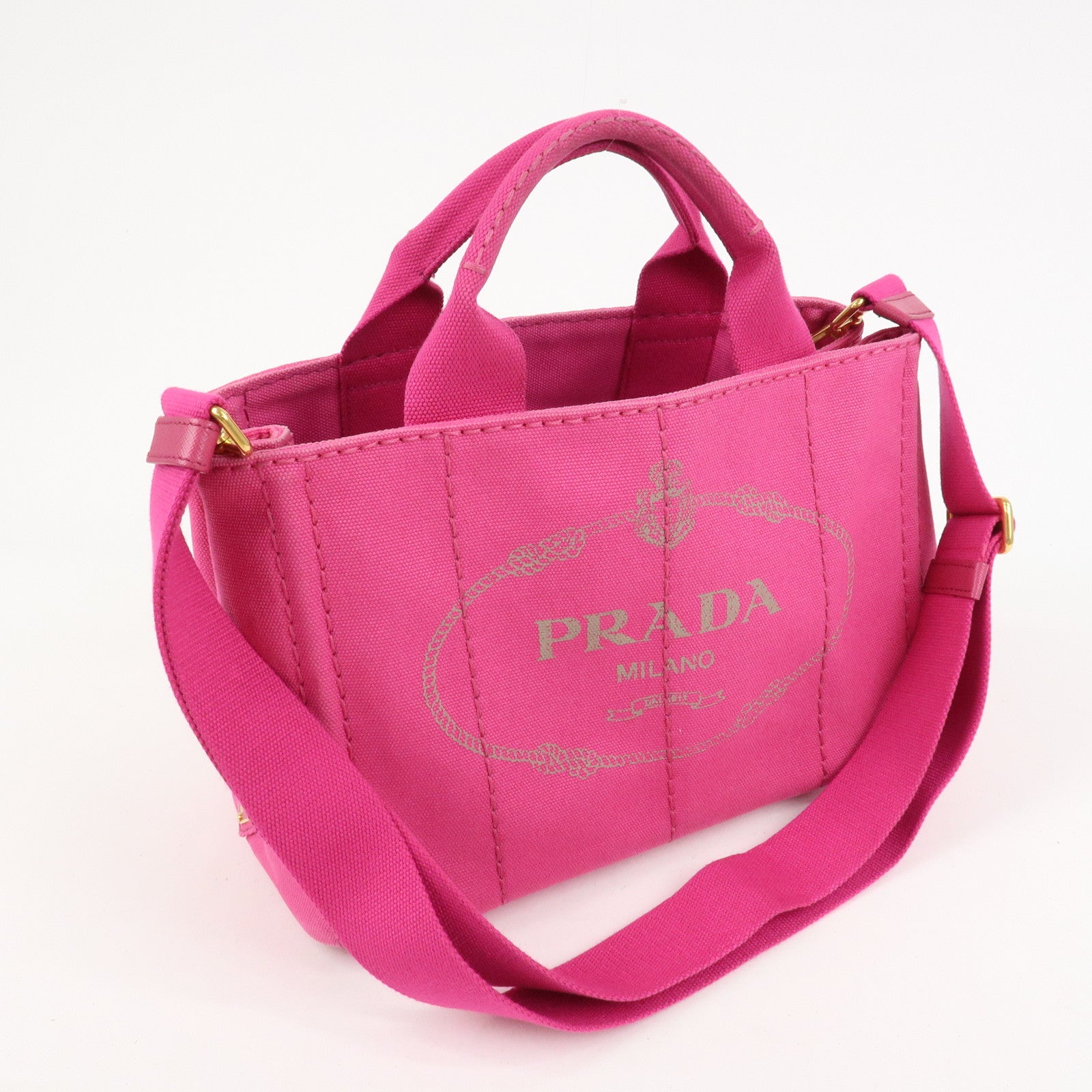 PRADA Canvas Canapa Mini 2Way Bag Hand Shoulder Bag Pink B2439G