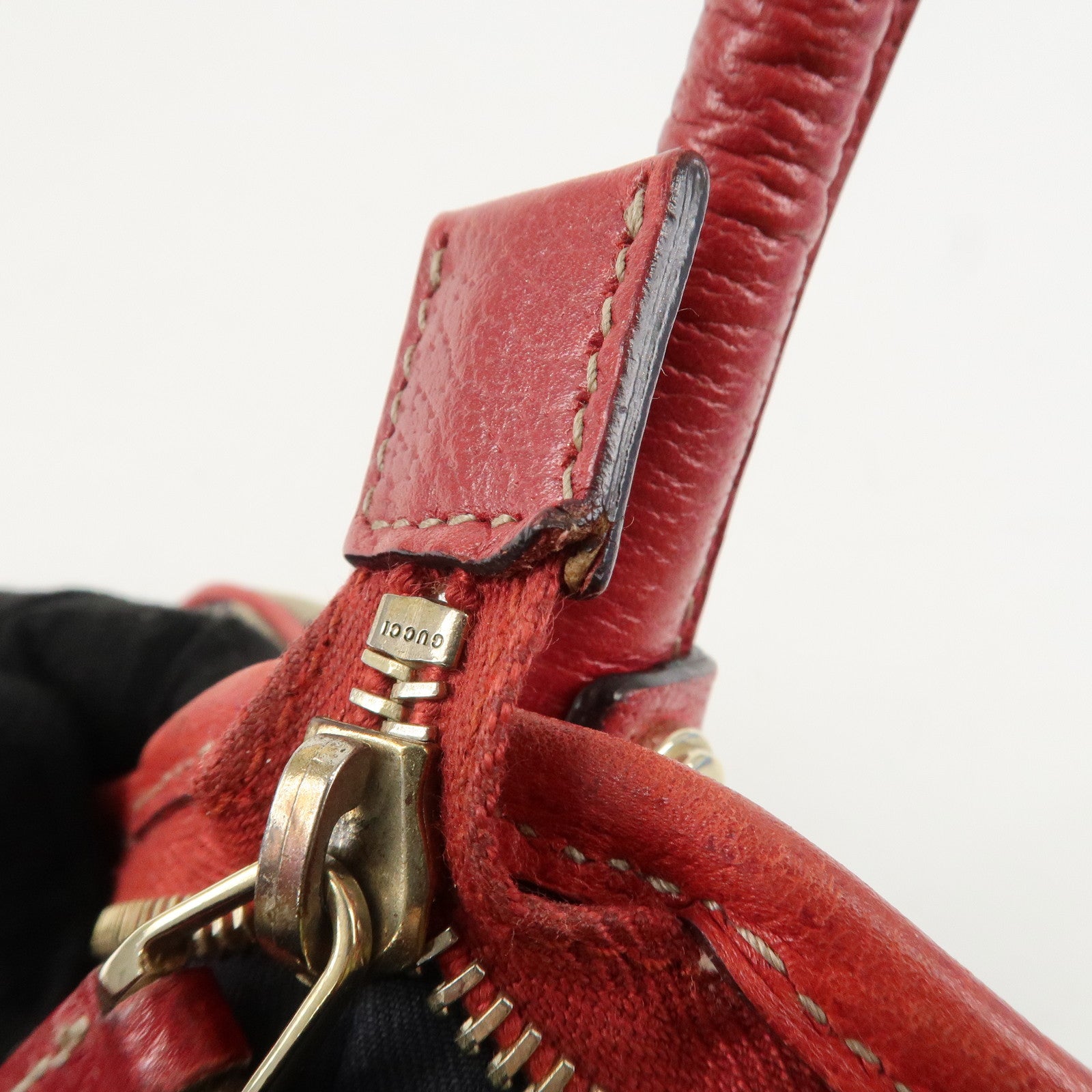 GUCCI Abbey GG Canvas Leather Shoulder Bag Hand Bag Beige Red 130738 Used