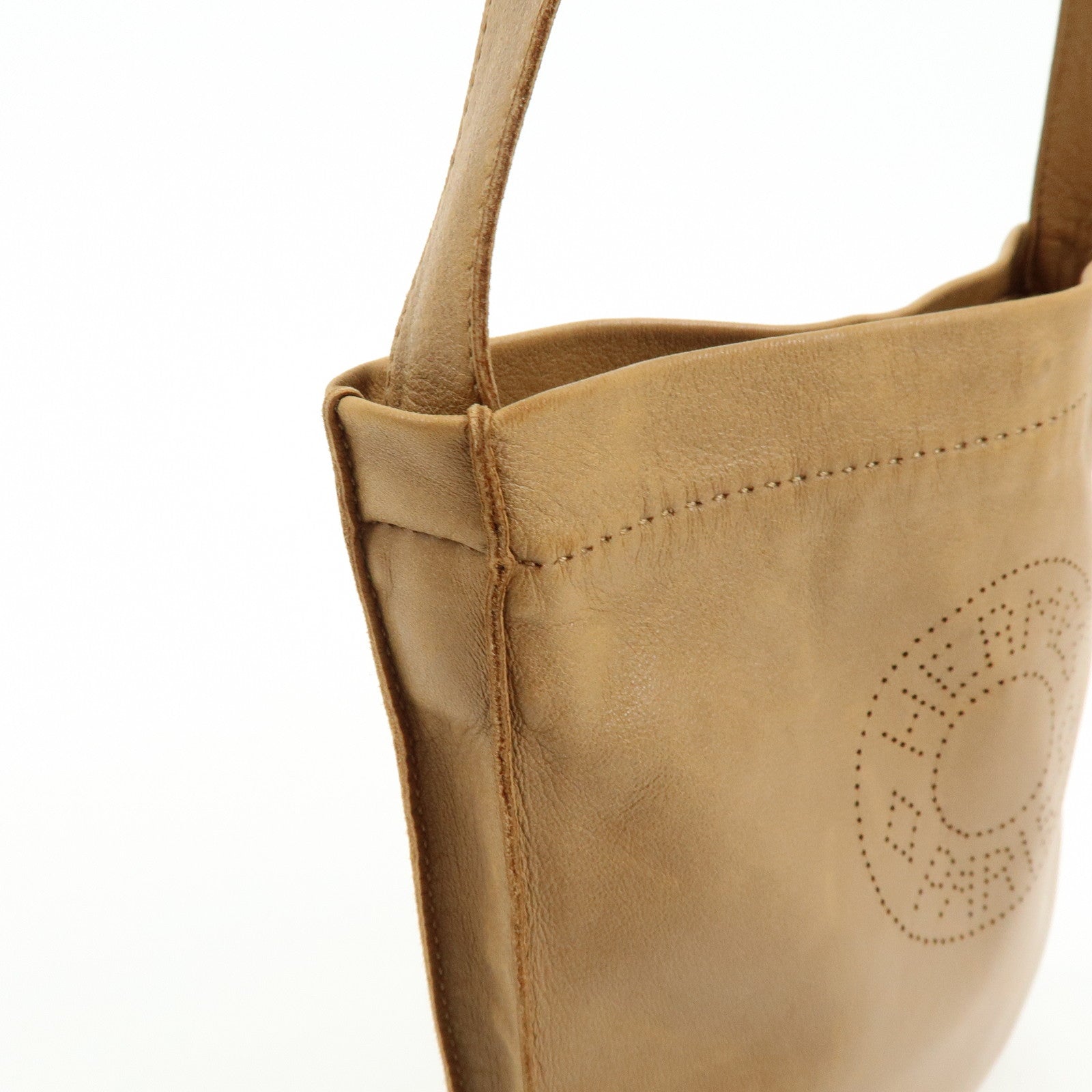 HERMES Leather Clou de Selle Shoulder Bag Crossbody Bag Brown