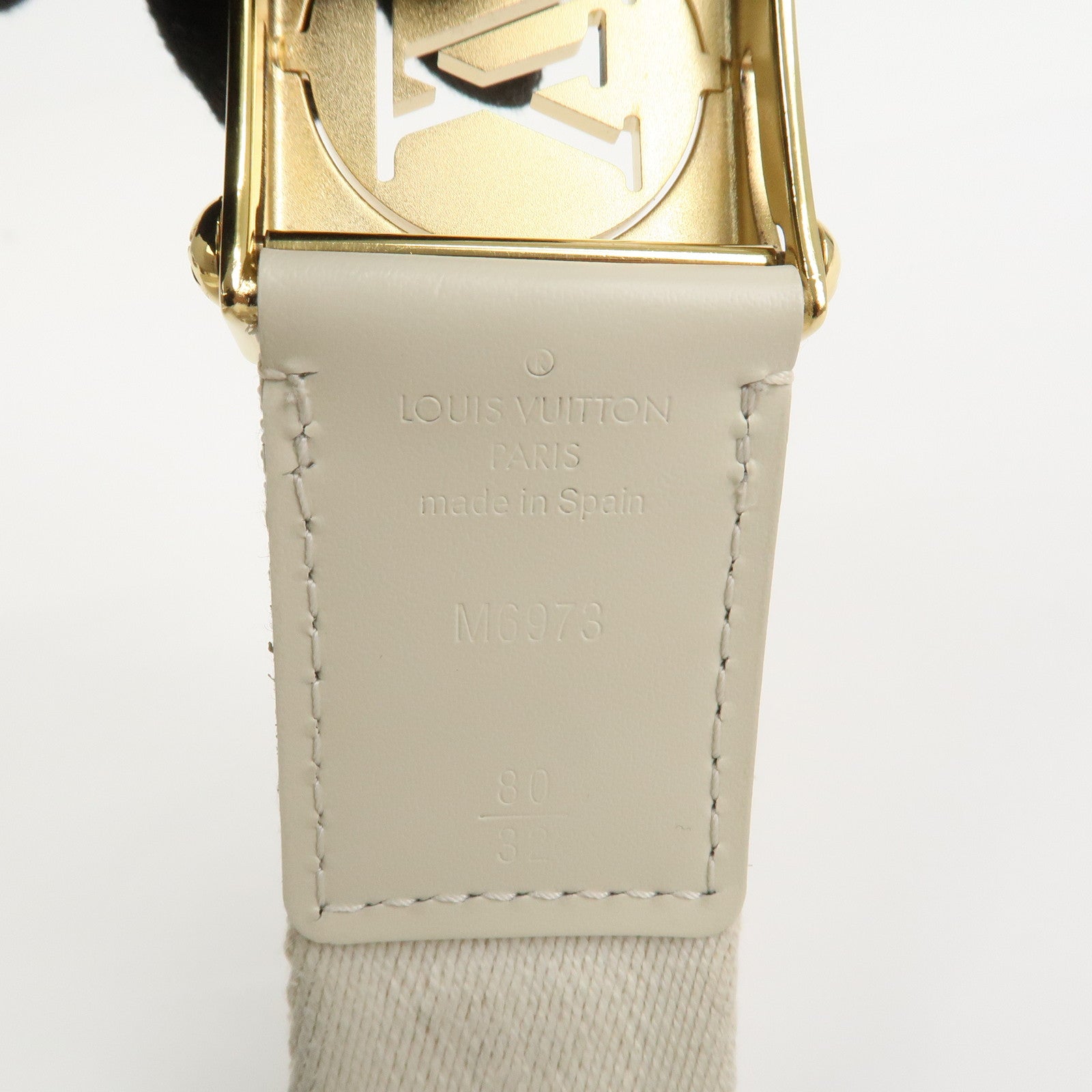 Louis Vuitton Ceinture Fortune Cotton Metal Belt Ivory M6973