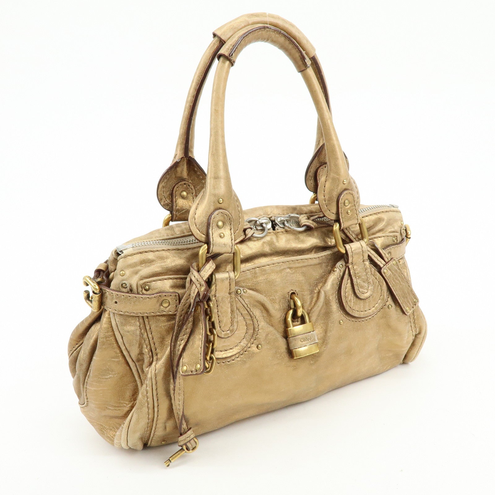 Chloe Paddington Leather Shoulder Bag Hand Bag Gold