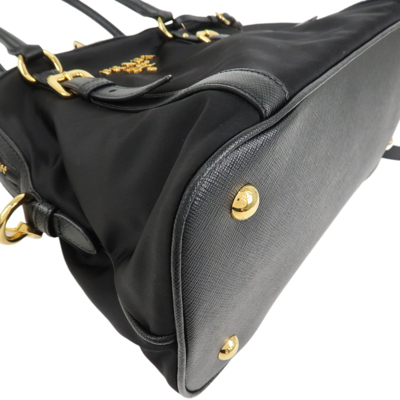 PRADA Tessuto Nylon Saffiano Leather 2Way Hand Shoulder Bag 1BB013