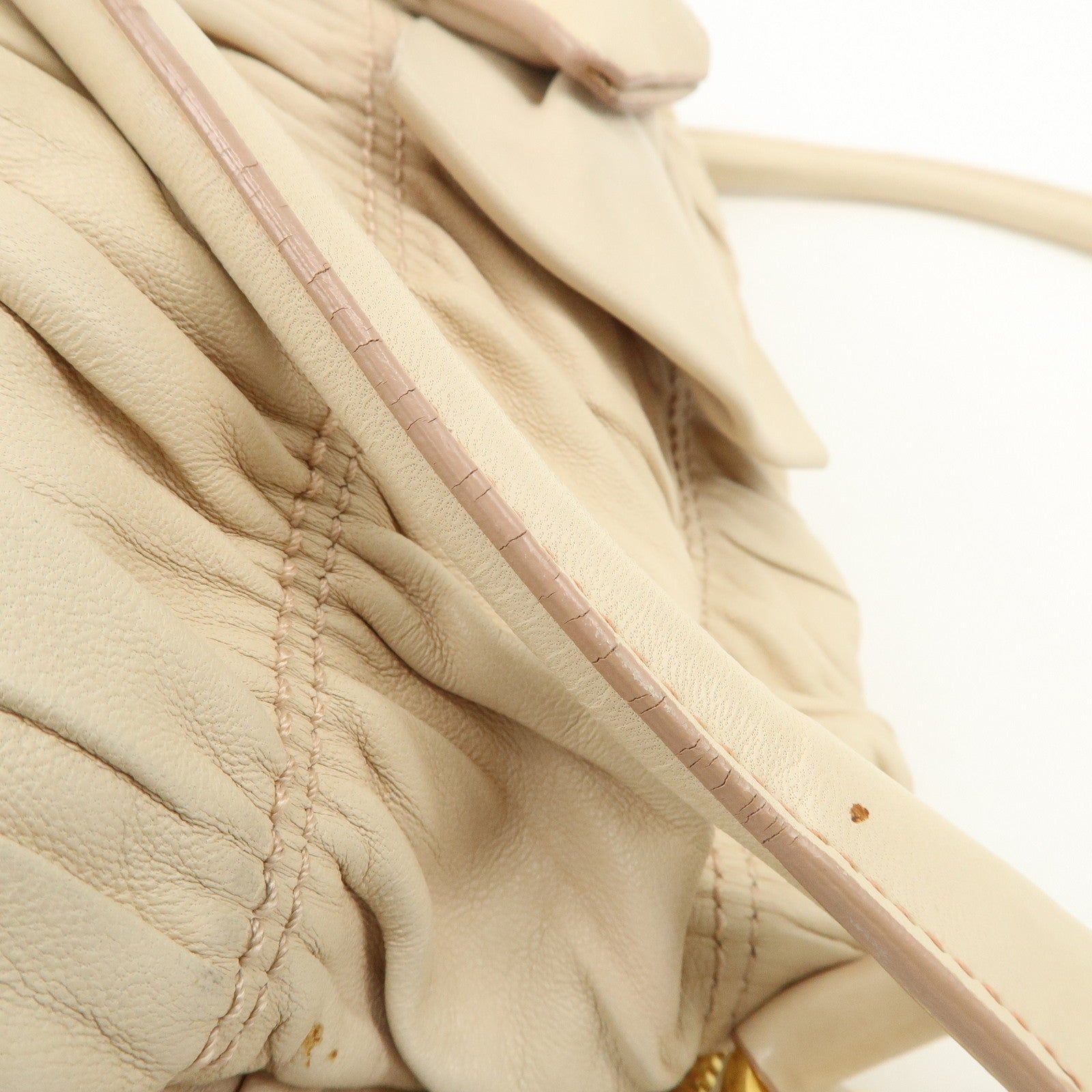 PRADA Nappa Leather Gathered Ribbon Shoulder Bag Hand Bag BR4492