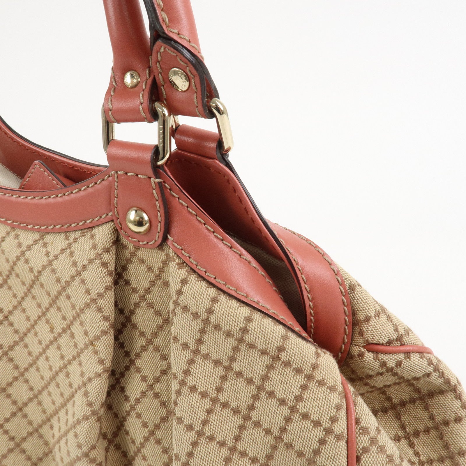 GUCCI Diamante Sukey Interlocking G Tote Bag Hand Bag Brown 211944