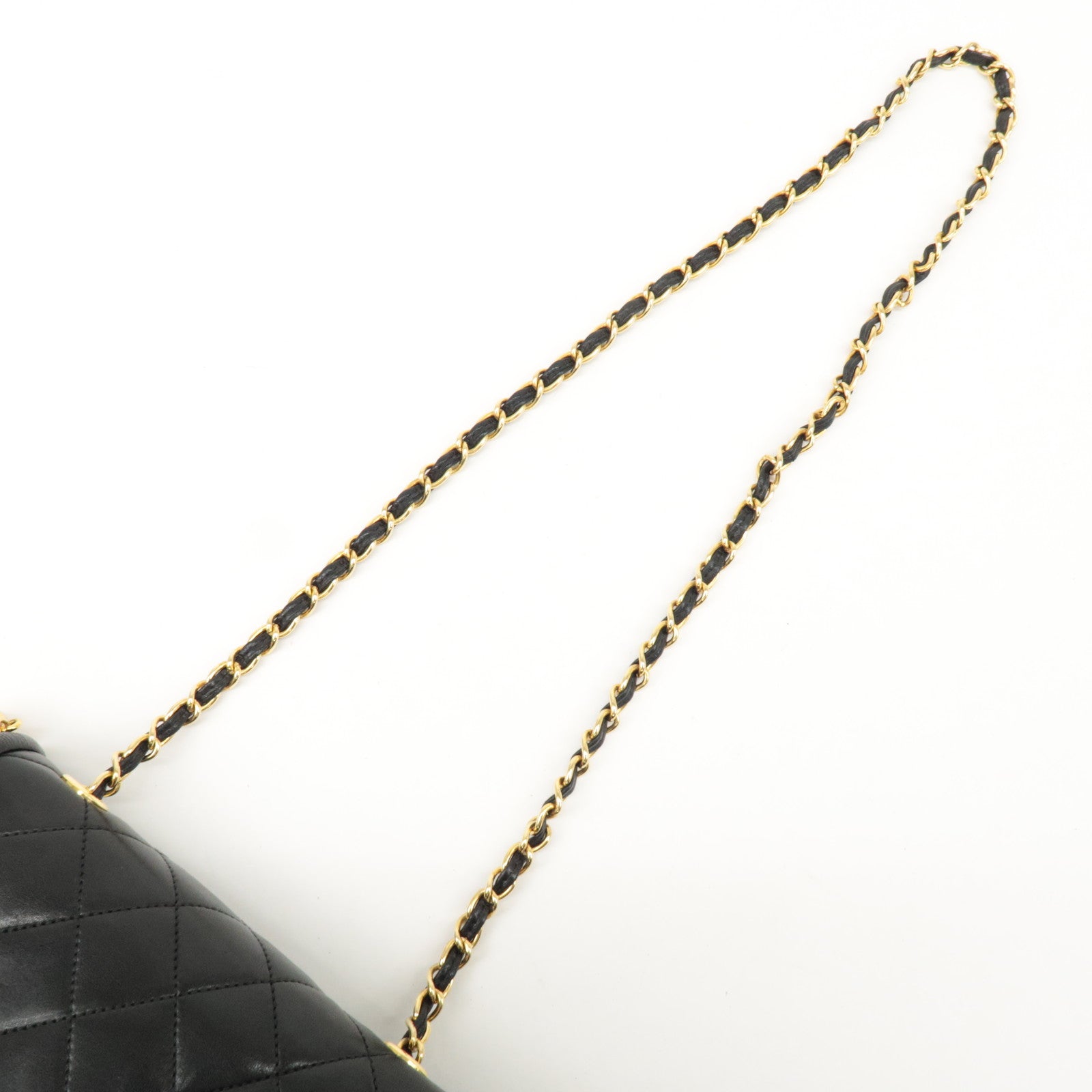 CHANEL COCO Mark Matelasse Lamb skin Chain Shoulder Bag Black Used