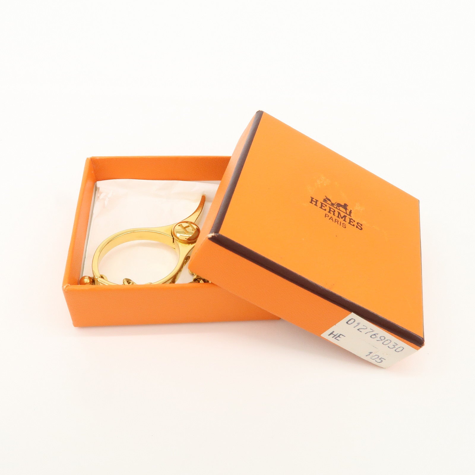 HERMES Filou Metal Glove Holder Charm Gold 000833G