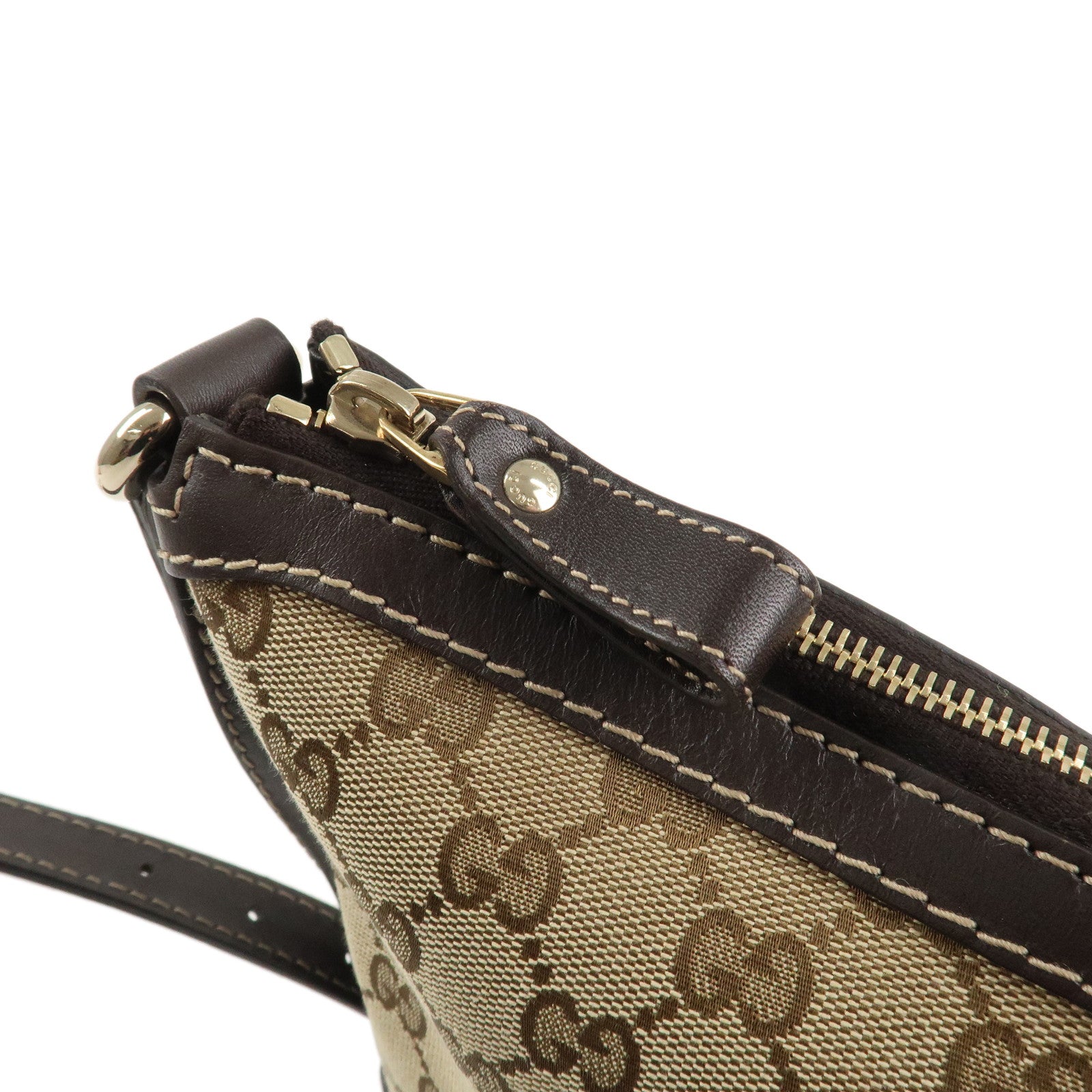 GUCCI Lovely Heart GG Canvas Leather Shoulder Bag Dark Brown 257072 Used