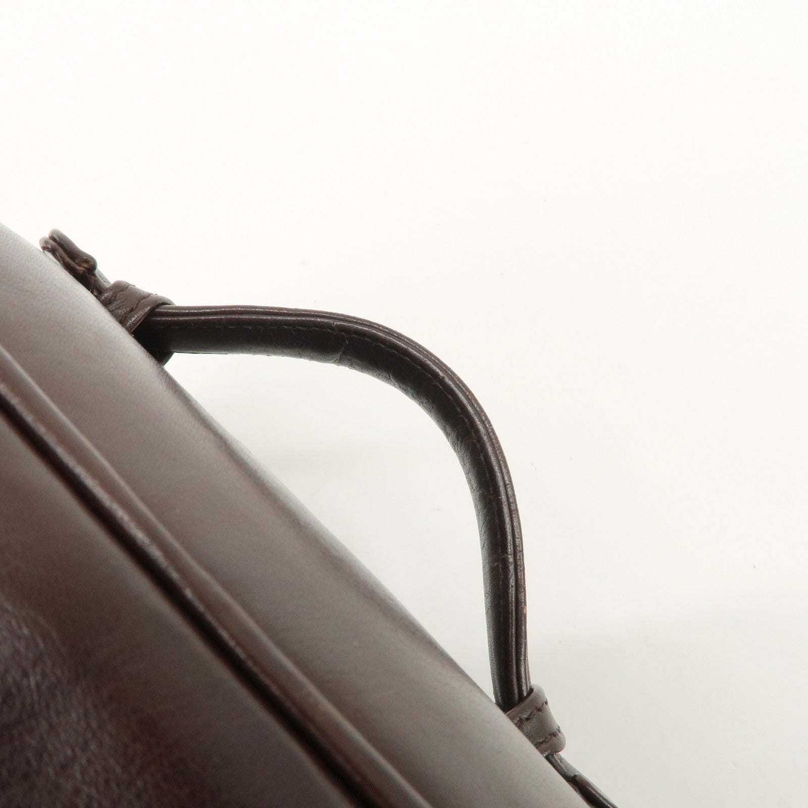 CHANEL COCO Mark Leather Vanity Bag Hand Bag Cosmetic Bag Brown A01998