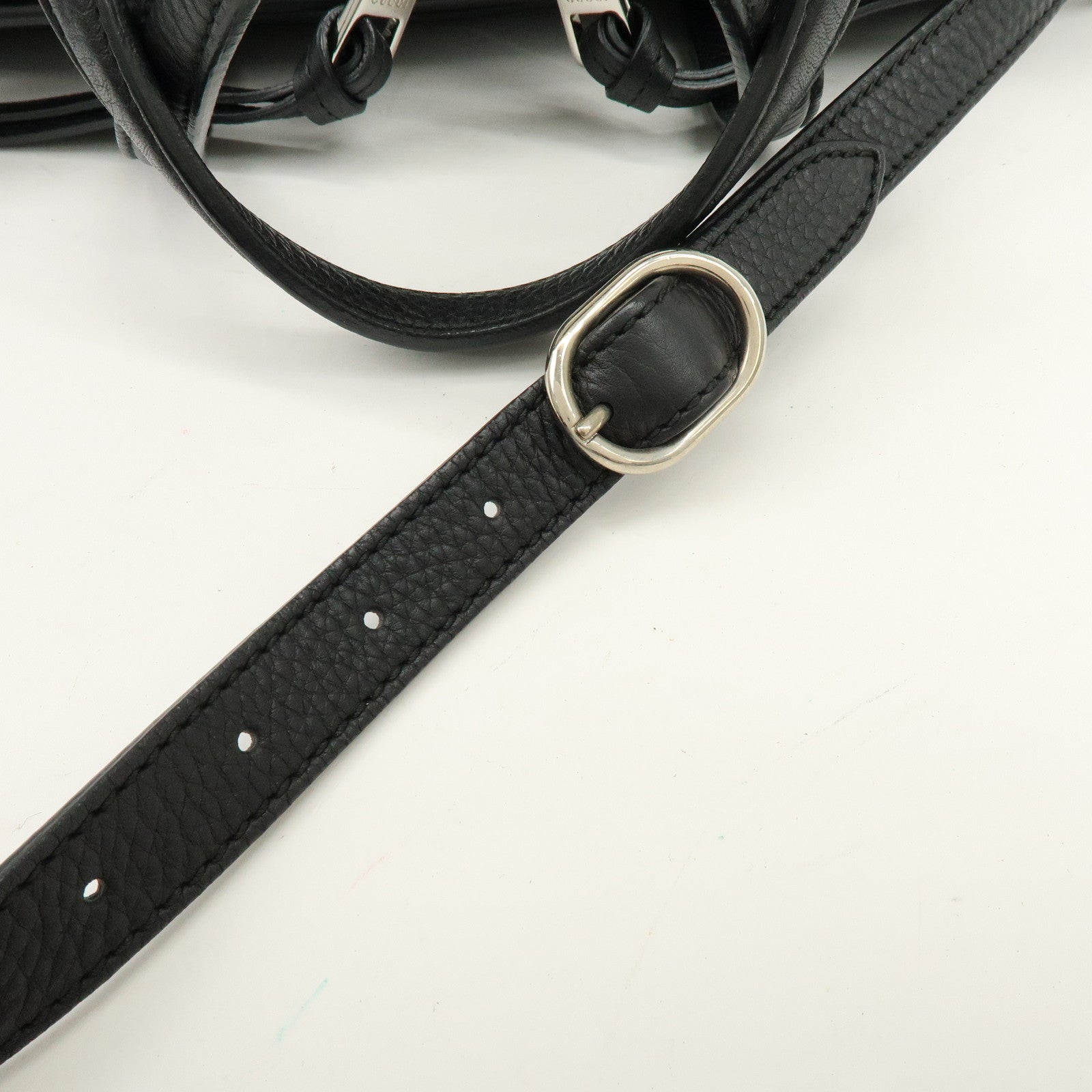 GUCCI Calf Leather Studs 2Way Hand Bag Shoulder Bag Black 370822