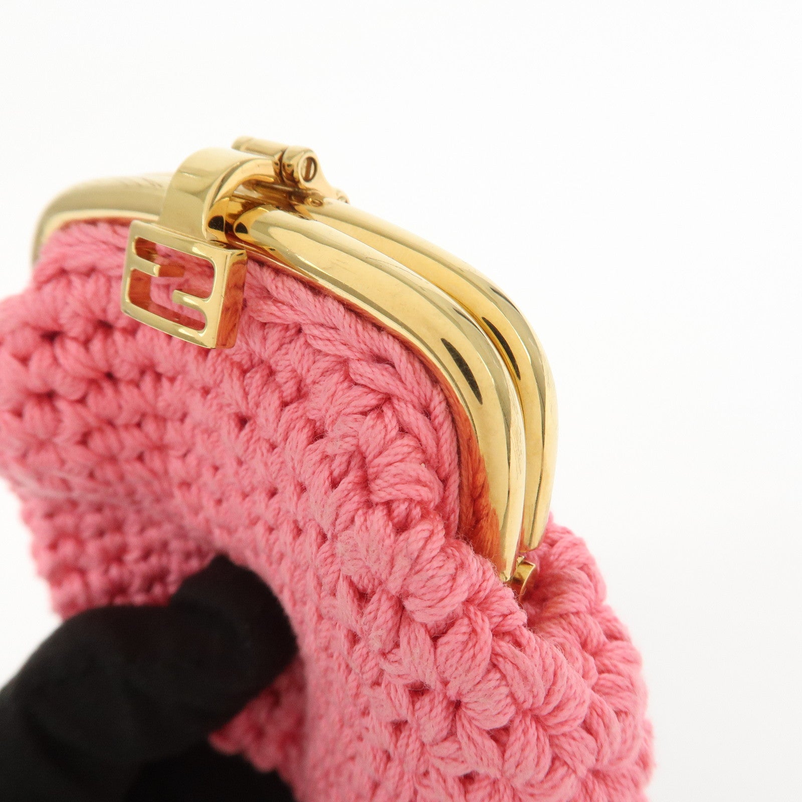 FENDI Small Cotton Knit Pouch Coin Case Pink 8M0454