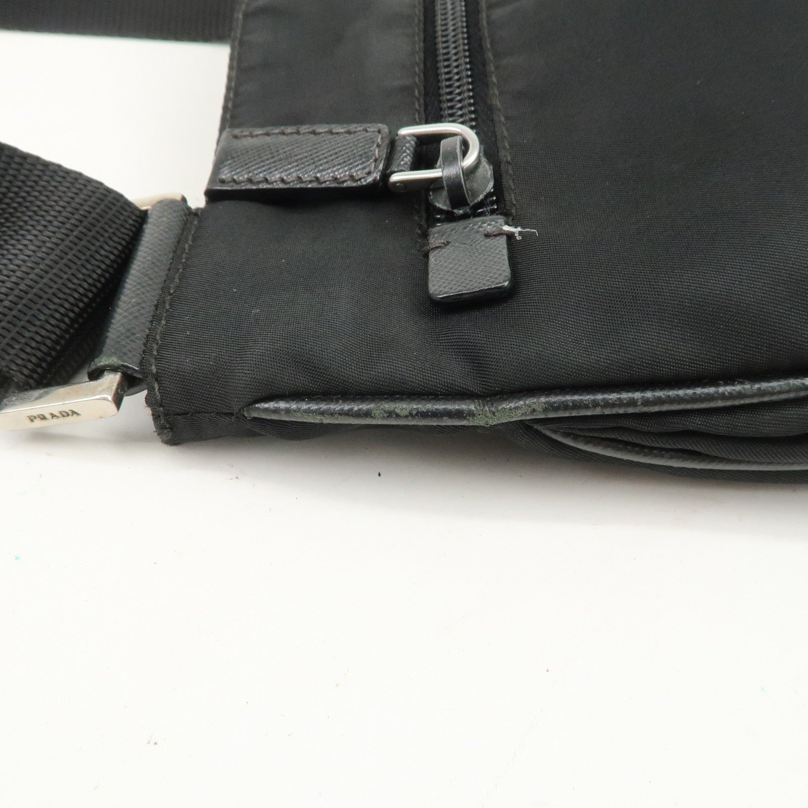 PRADA Triangle Logo Nylon Shoulder Bag Crossbody Bag Black