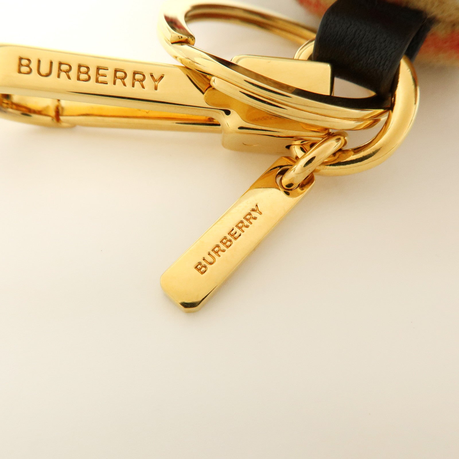 BURBERRY Thomas Bear Cashmere Leather Bag Charm Key Holder Brown