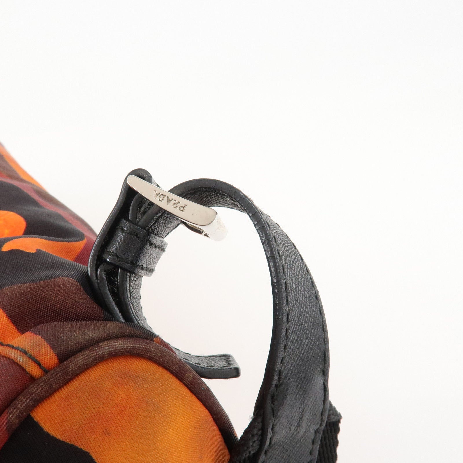 PRADA Triangle Logo Nylon Leather Backpack Camouflage OrangeBZ0032
