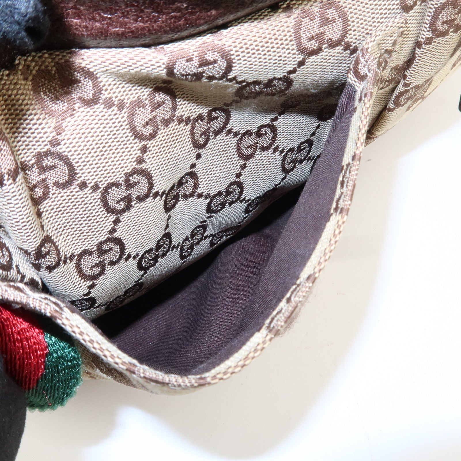 GUCCI GG Canvas Leather Waist Bag Crossbody Bag Beige Brown 28566 Used