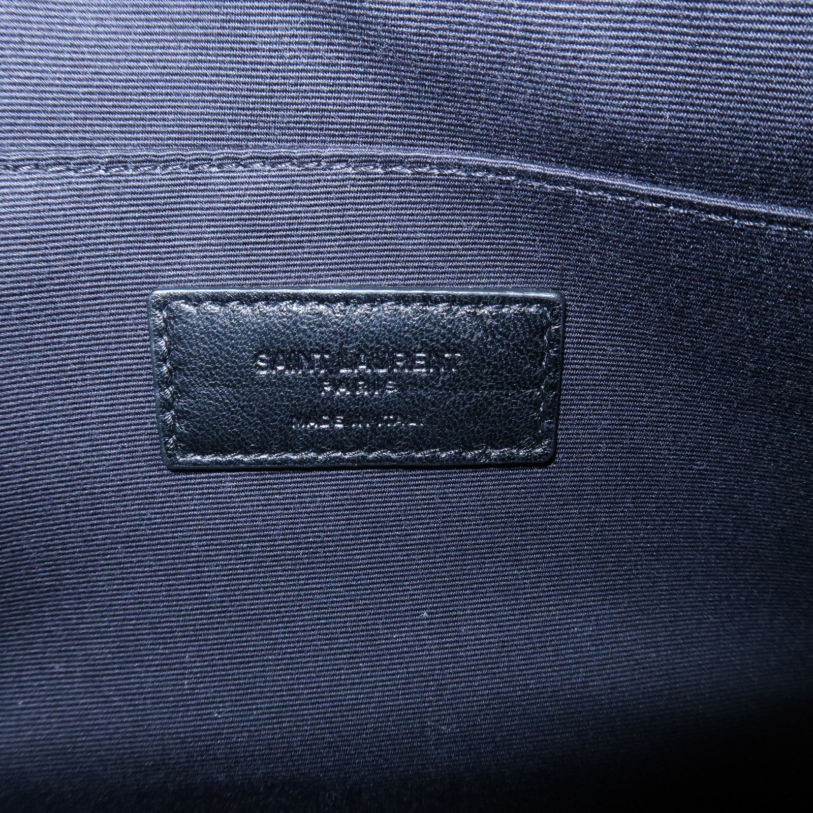 SAINT LAURENT PARIS Logo Leather Clutch Bag Black
