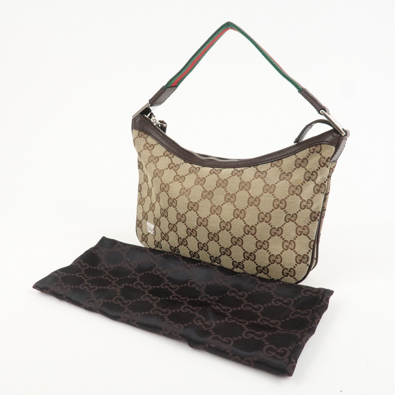 GUCCI Sherry Line GG Canvas Leather Shoulder Bag Beige 145812