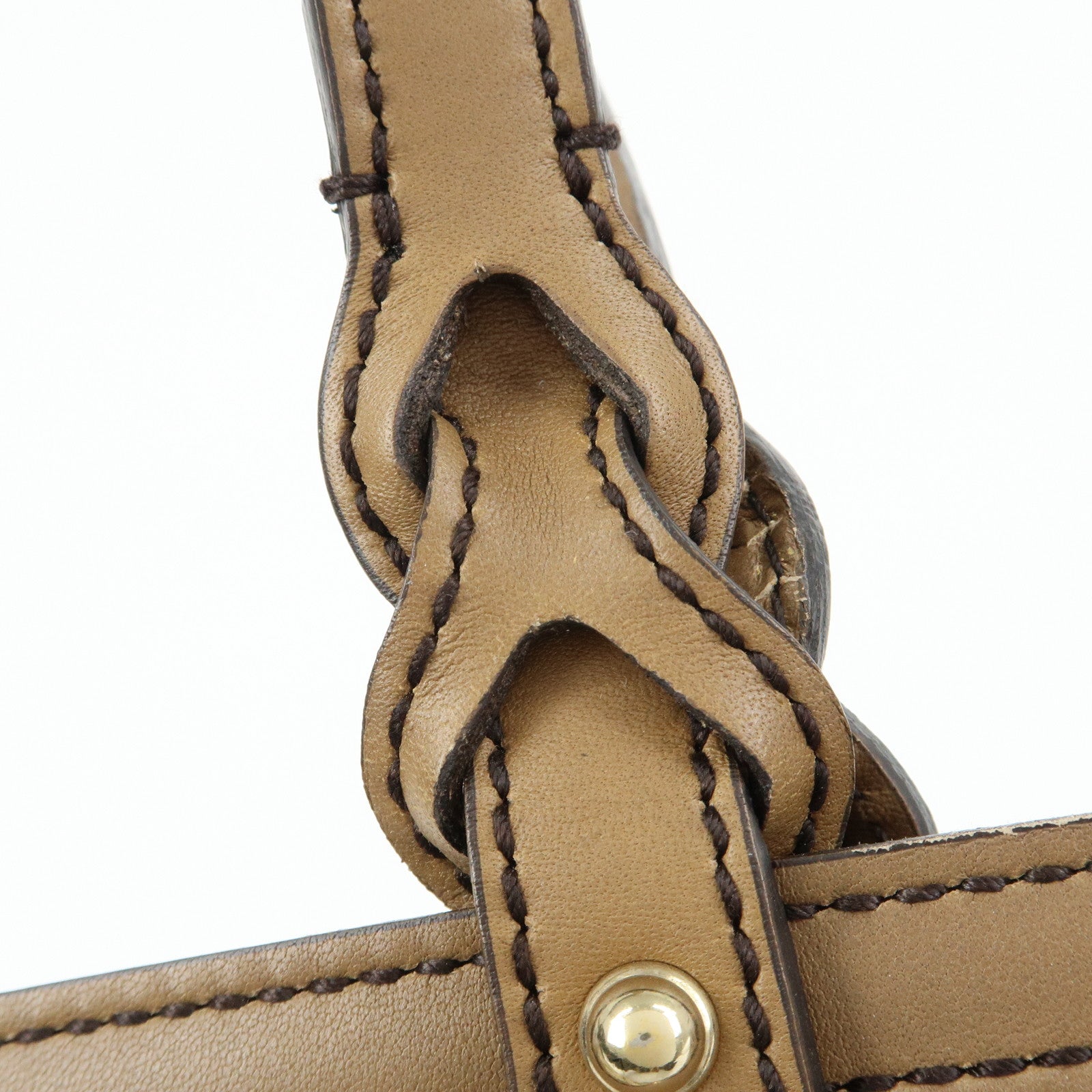 GUCCI GG Canvas Leather Tote Bag Hand Bag Beige 269878