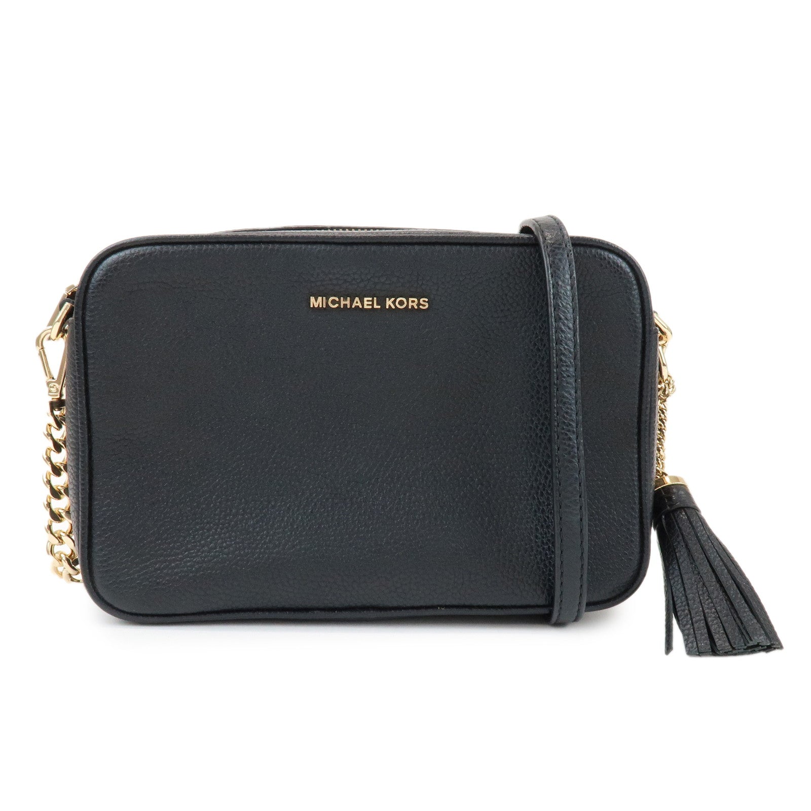 MICHAEL KORS Logo Leather Shoulder Bag Crossbody Bag Black