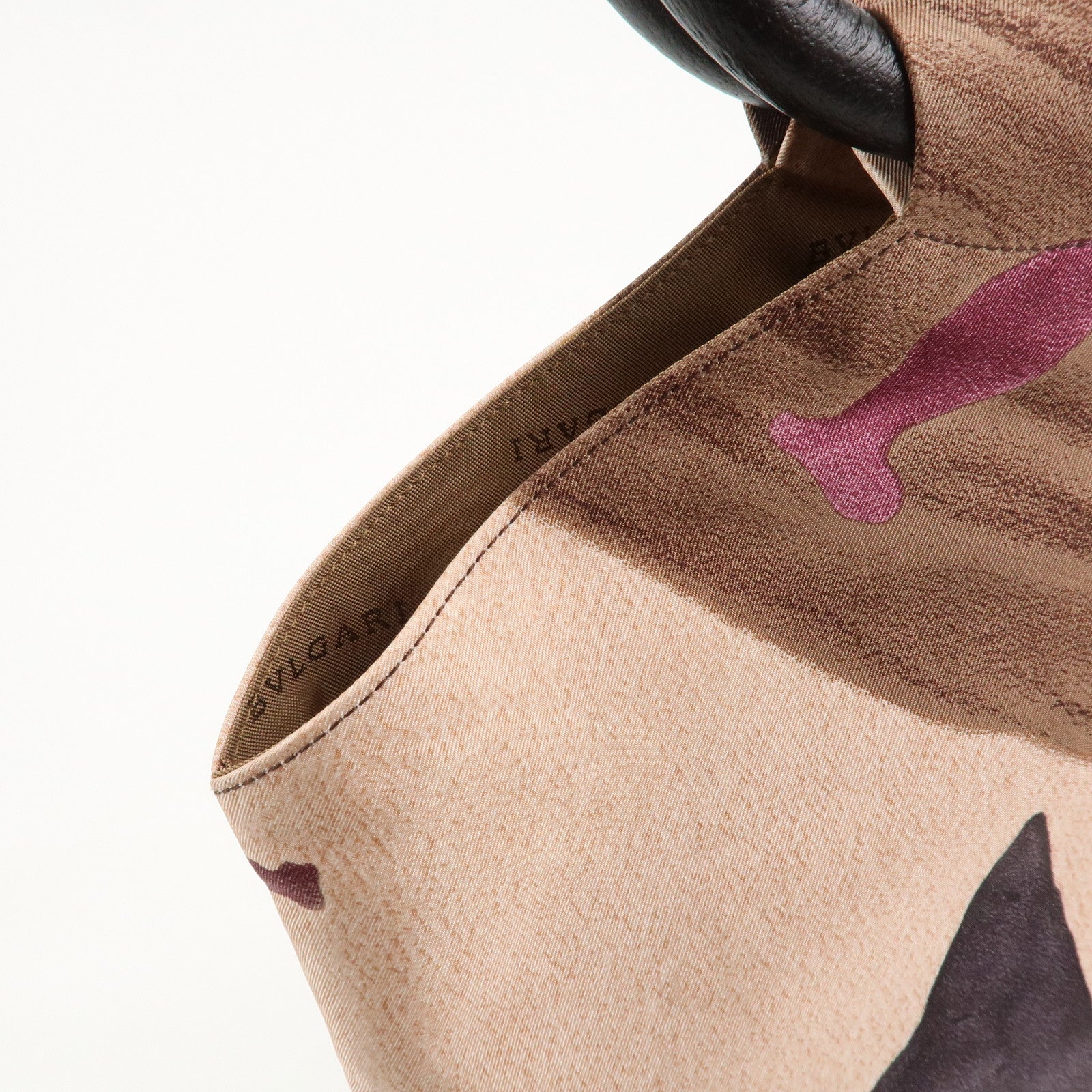 BVLGARI Canvas Leather Beach Print Tote Bag Hand Bag Pink