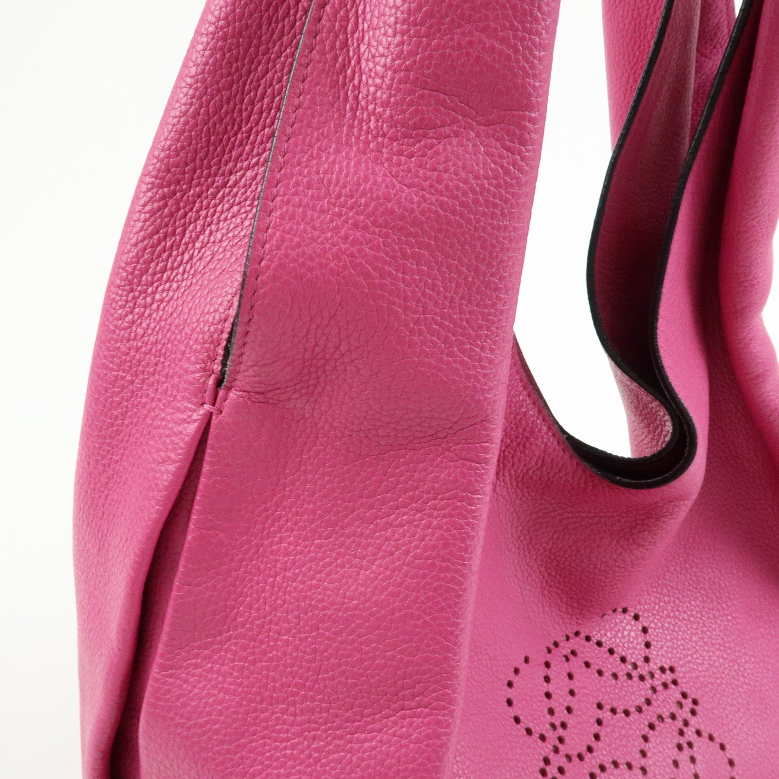 LOEWE Anagram Leather Shoulder Bag Hobo Bag Tote Bag Pink