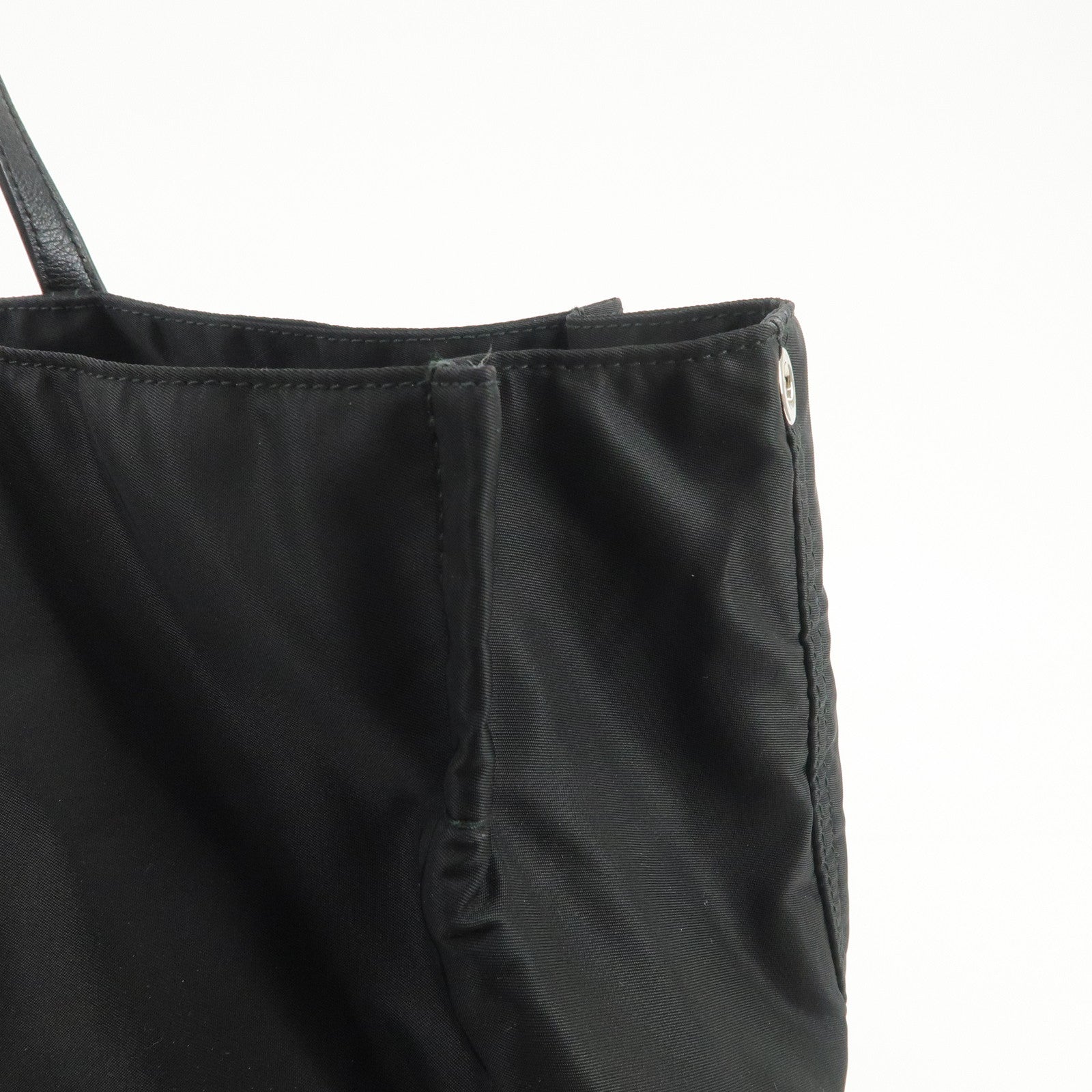 PRADA Etiquette Nylon Leather Tote Bag Shoulder Bag Black 1BG184