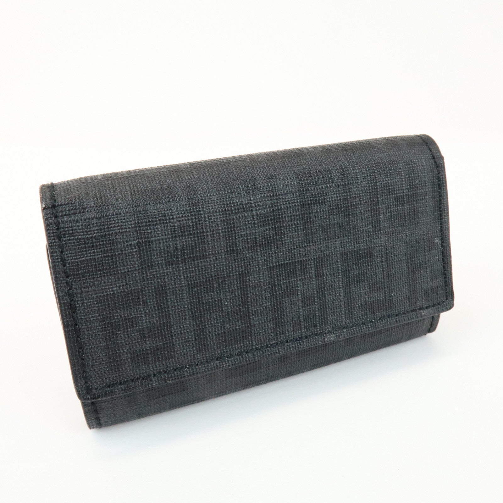 FENDI Zucca PVC Canvas 6 Rings Key Case Key Holder Black 8AP079