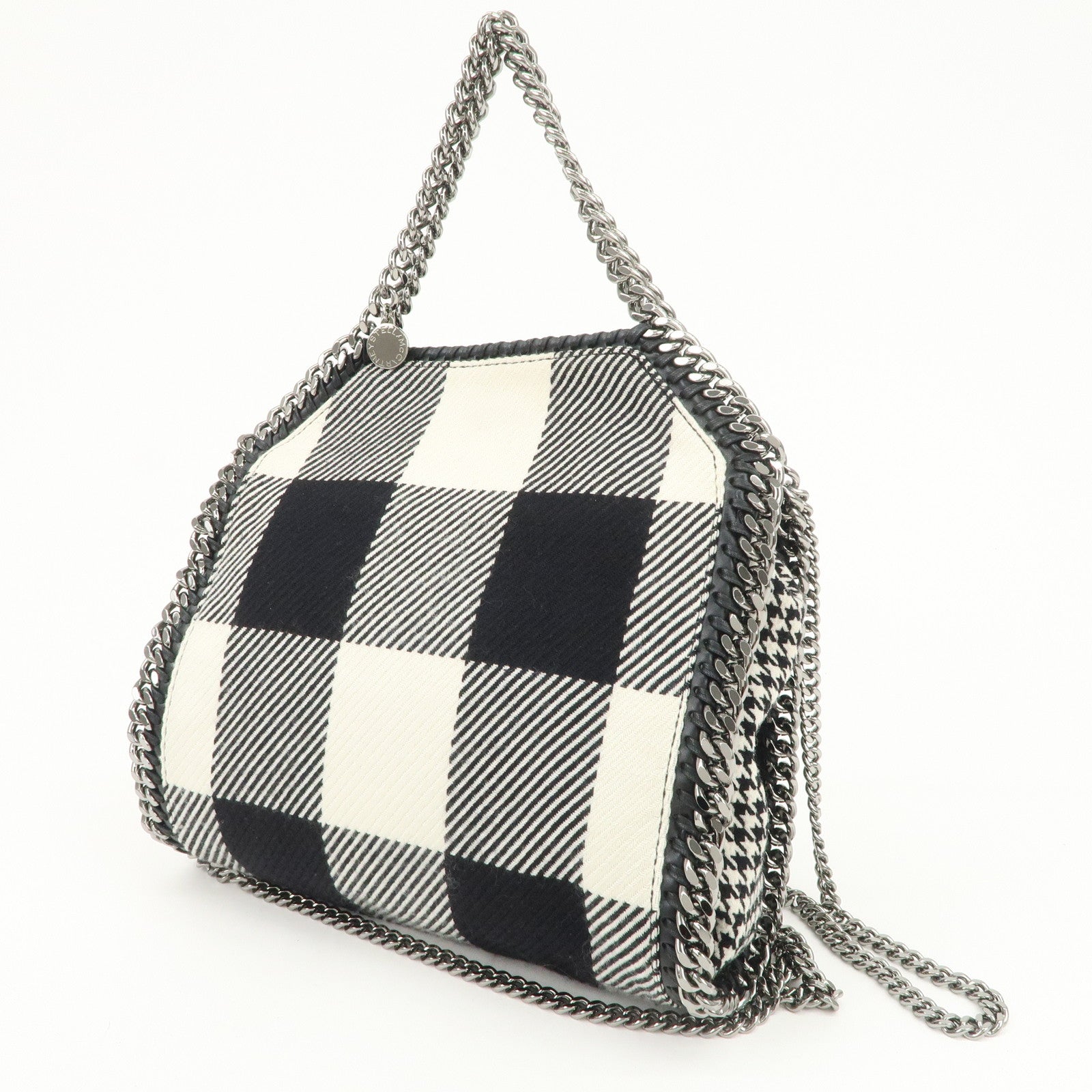 STELLA MCCARTNEY Wool Falabella 2Way Bag Hand Bag Black White