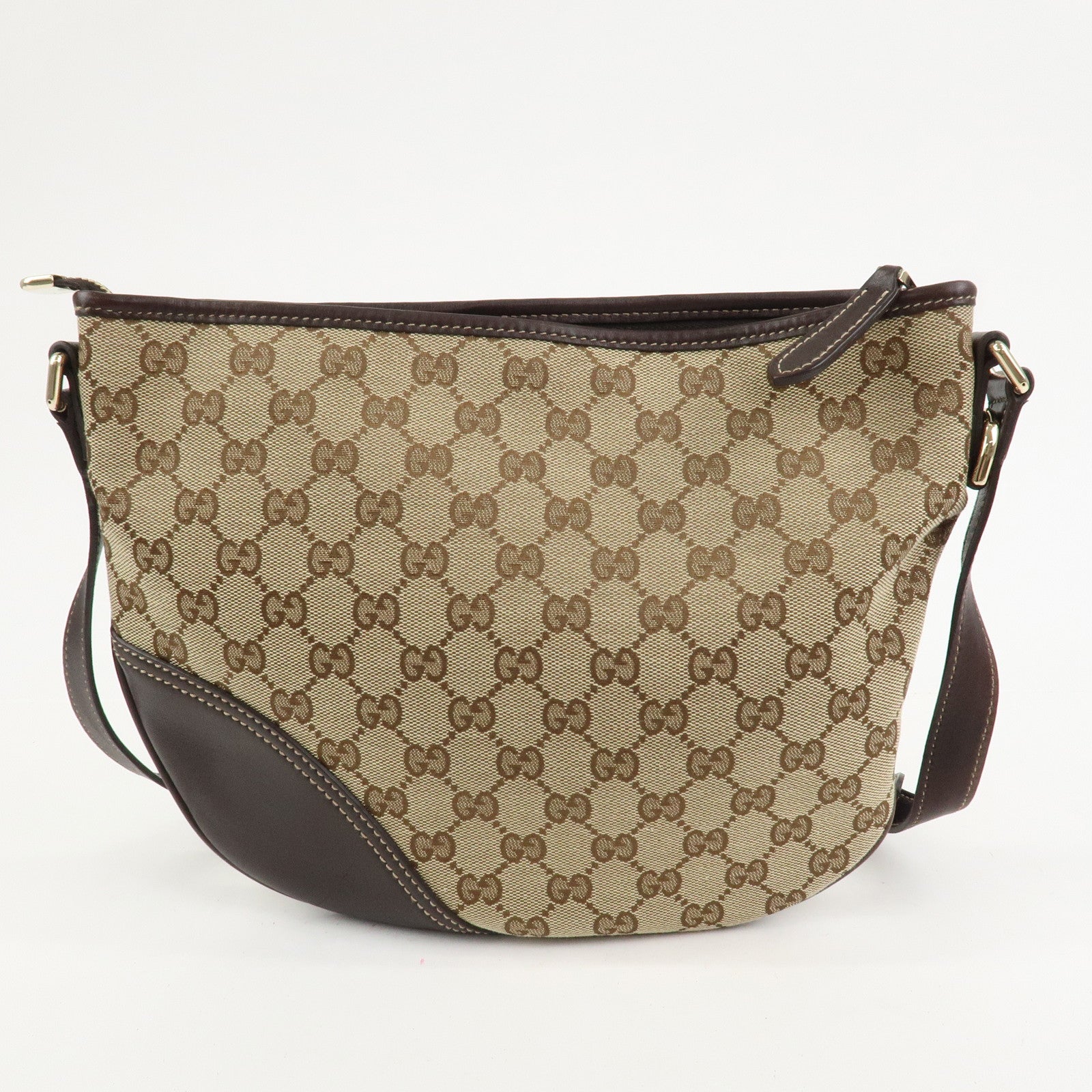 GUCCI New Britt Interlocking G Canvas Leather Shoulder Bag 169998