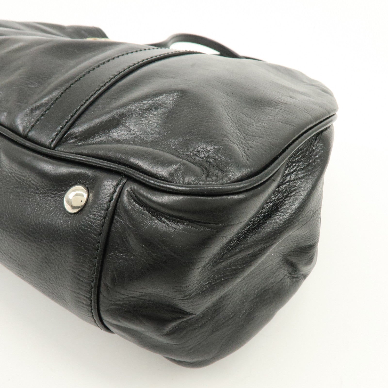 GUCCI Interlocking G Leather Tote Bag Hand Bag Black 232957