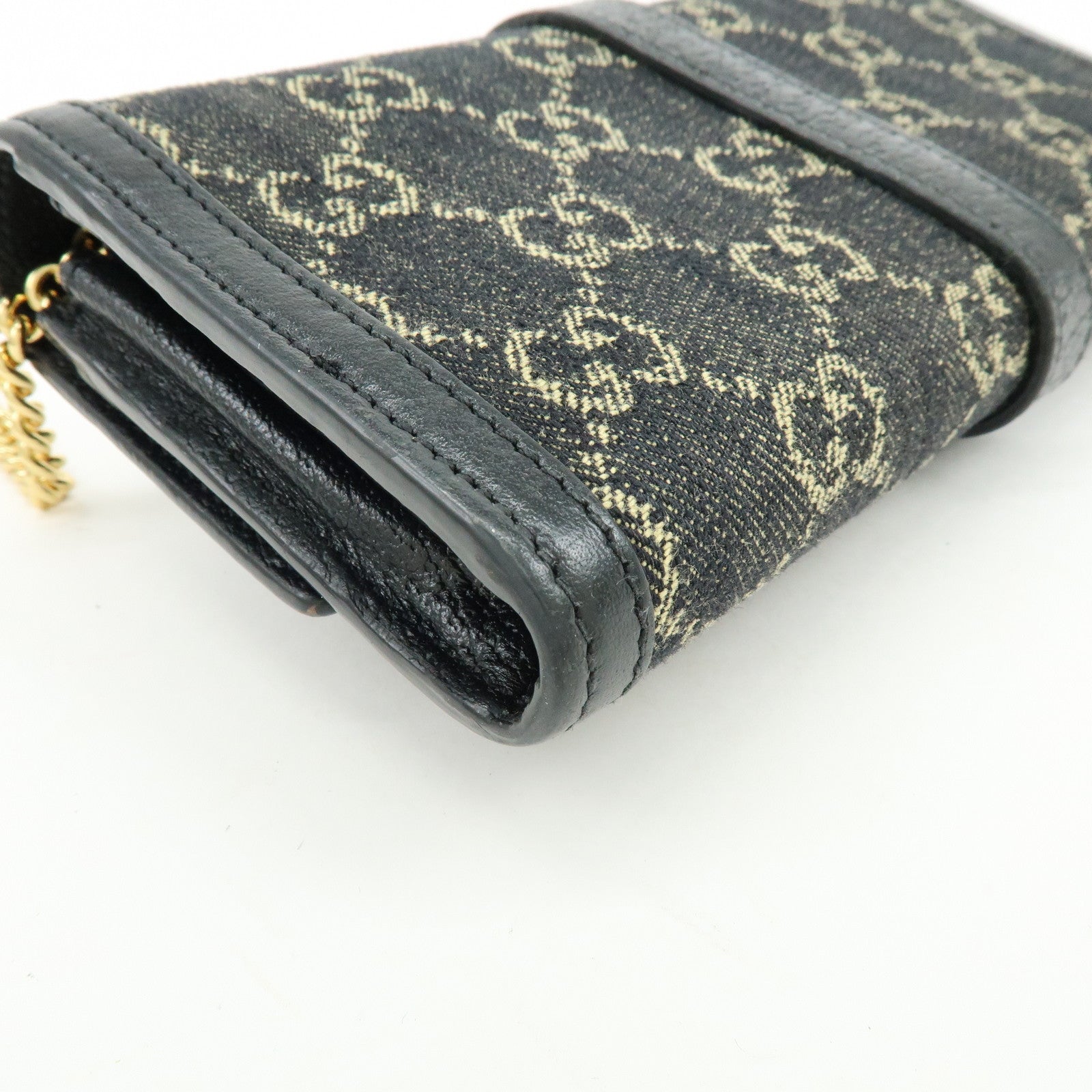 GUCCI Jackie 1961 GG Denim Calf Leather Chain Wallet 652681.0416