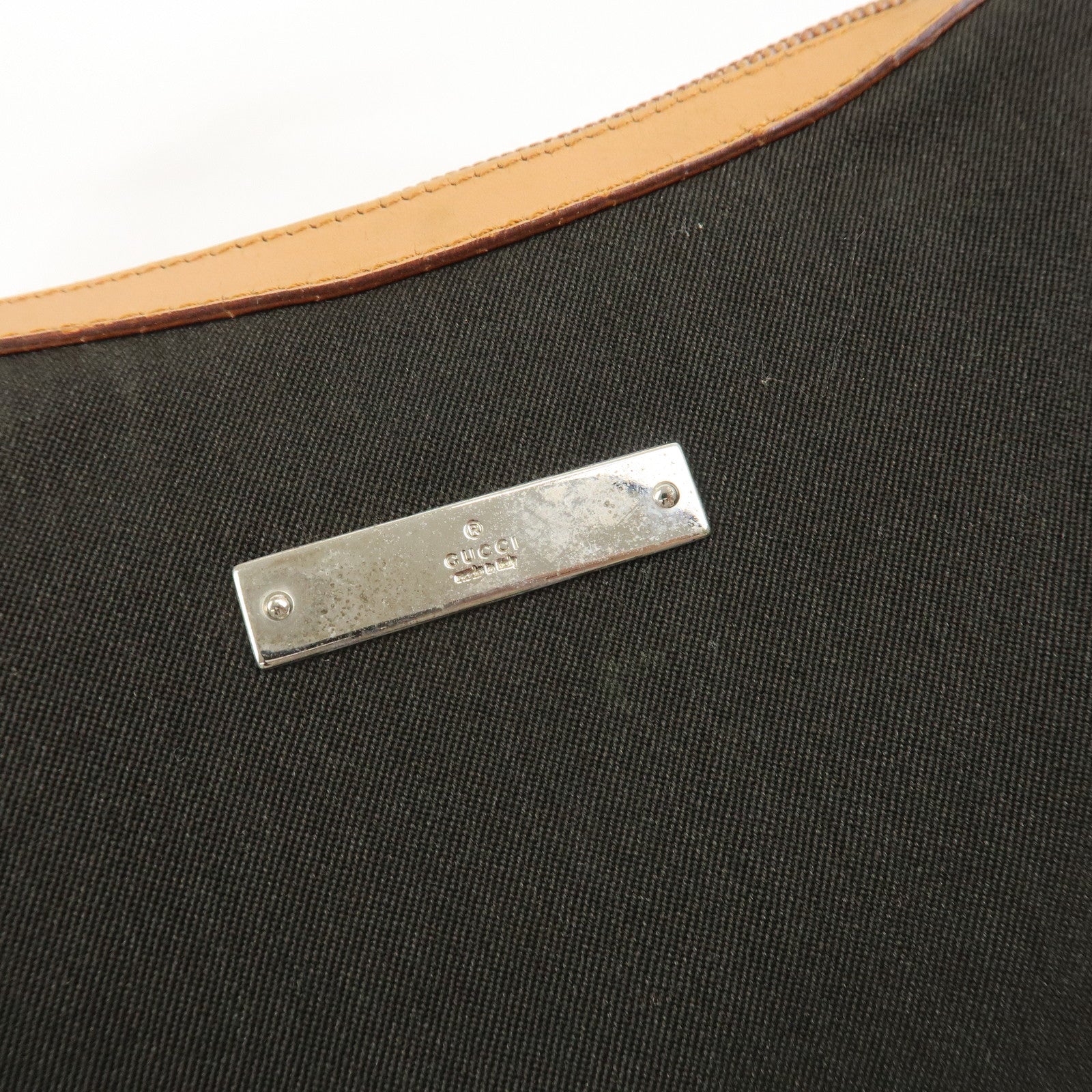 GUCCI Canvas Leather Shoulder Bag Hand Bag Dark Brown 019・0460