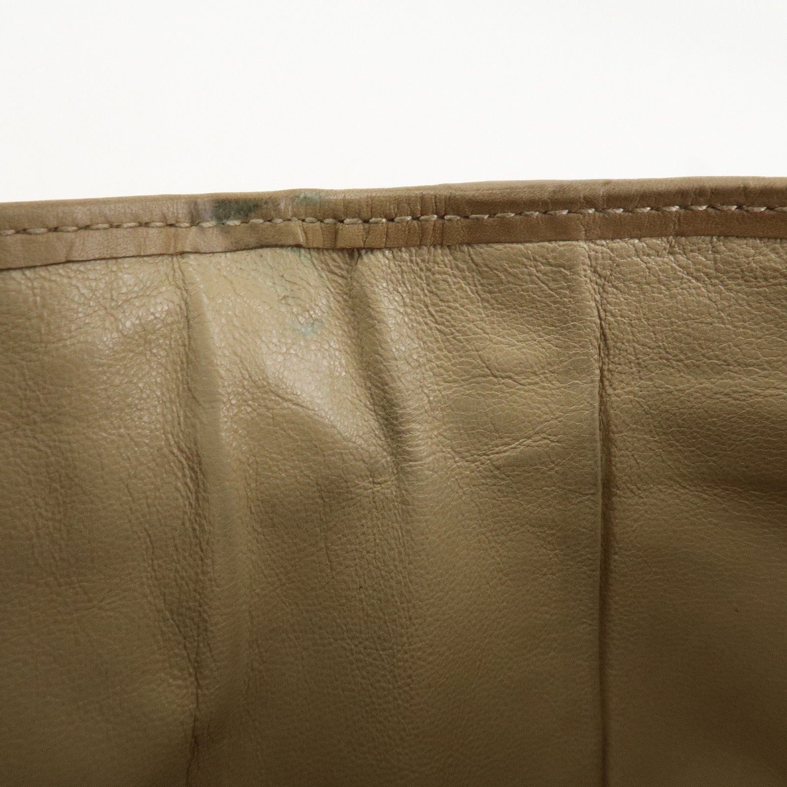 BOTTEGA VENETA Intrecciato Leather Chain Wallet Mini Wallet Beige Used