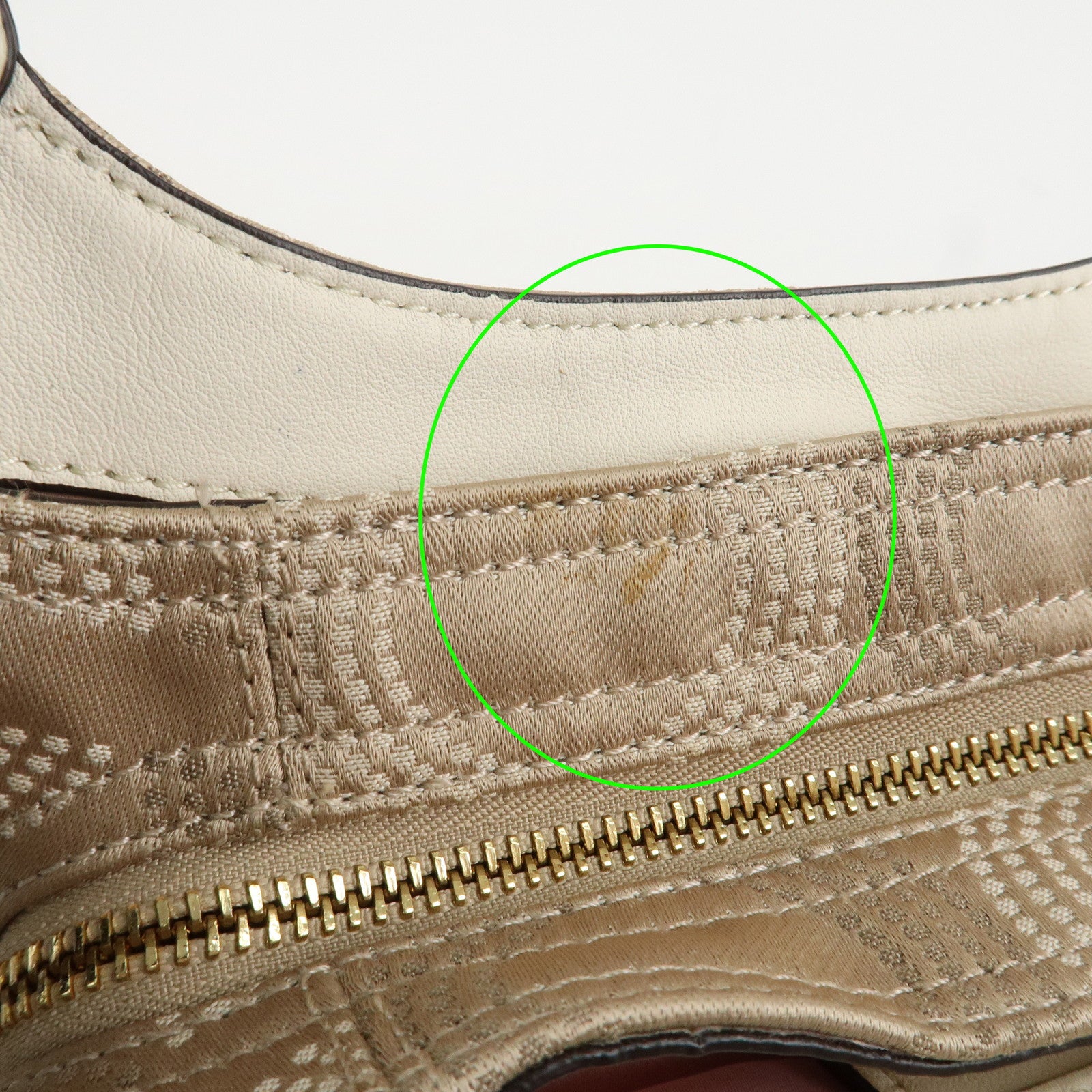 COACH Ashley Canvas Patent Leather Dot Op Art Hobo Bag Beige F21920 Used