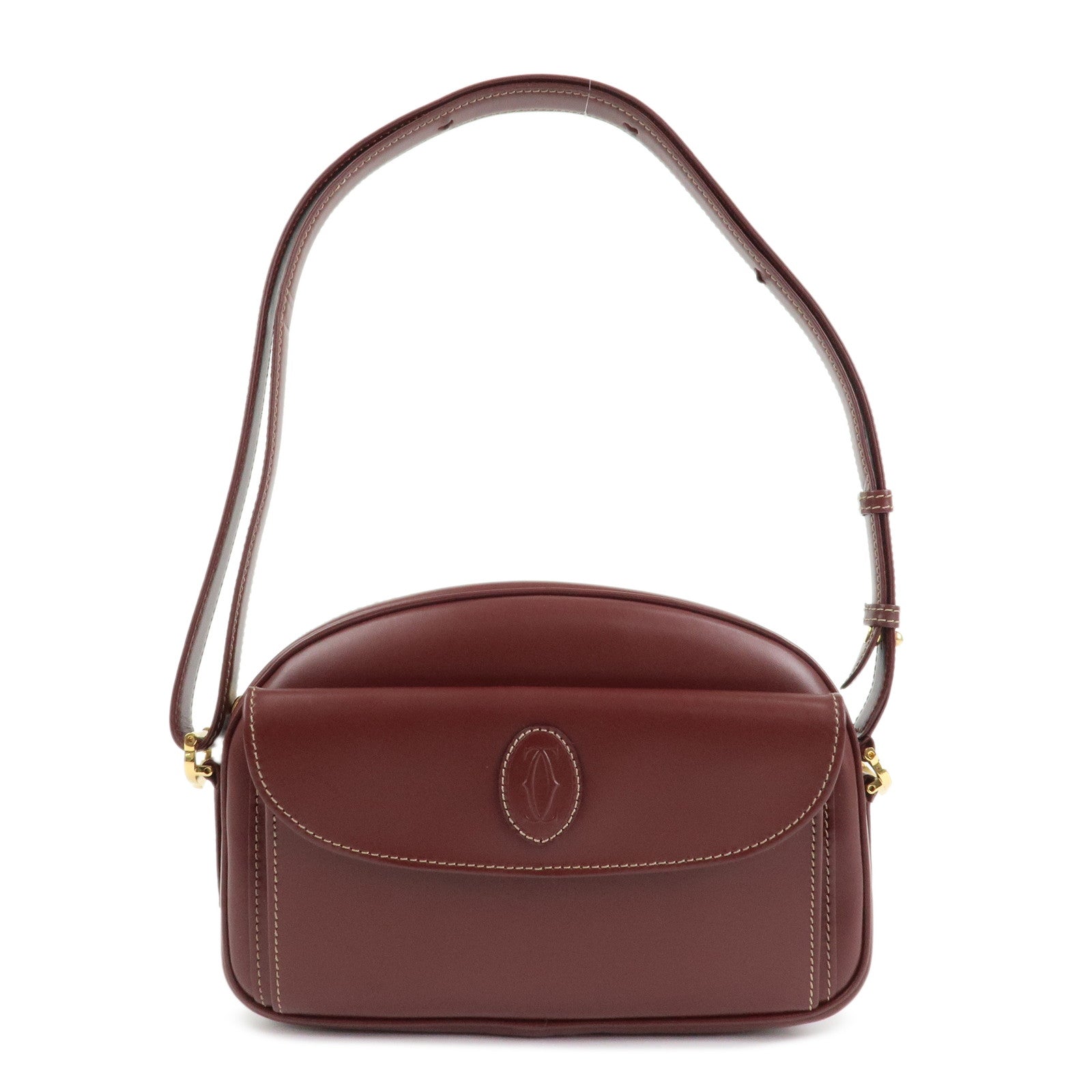 Cartier Must Line Calf Leather Shoulder Bag Burgundy